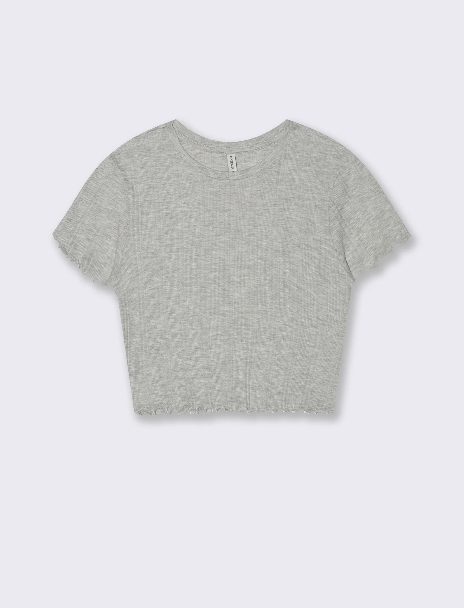 T-shirt crop da donna - Grigio chiaro mel. - Image 2
