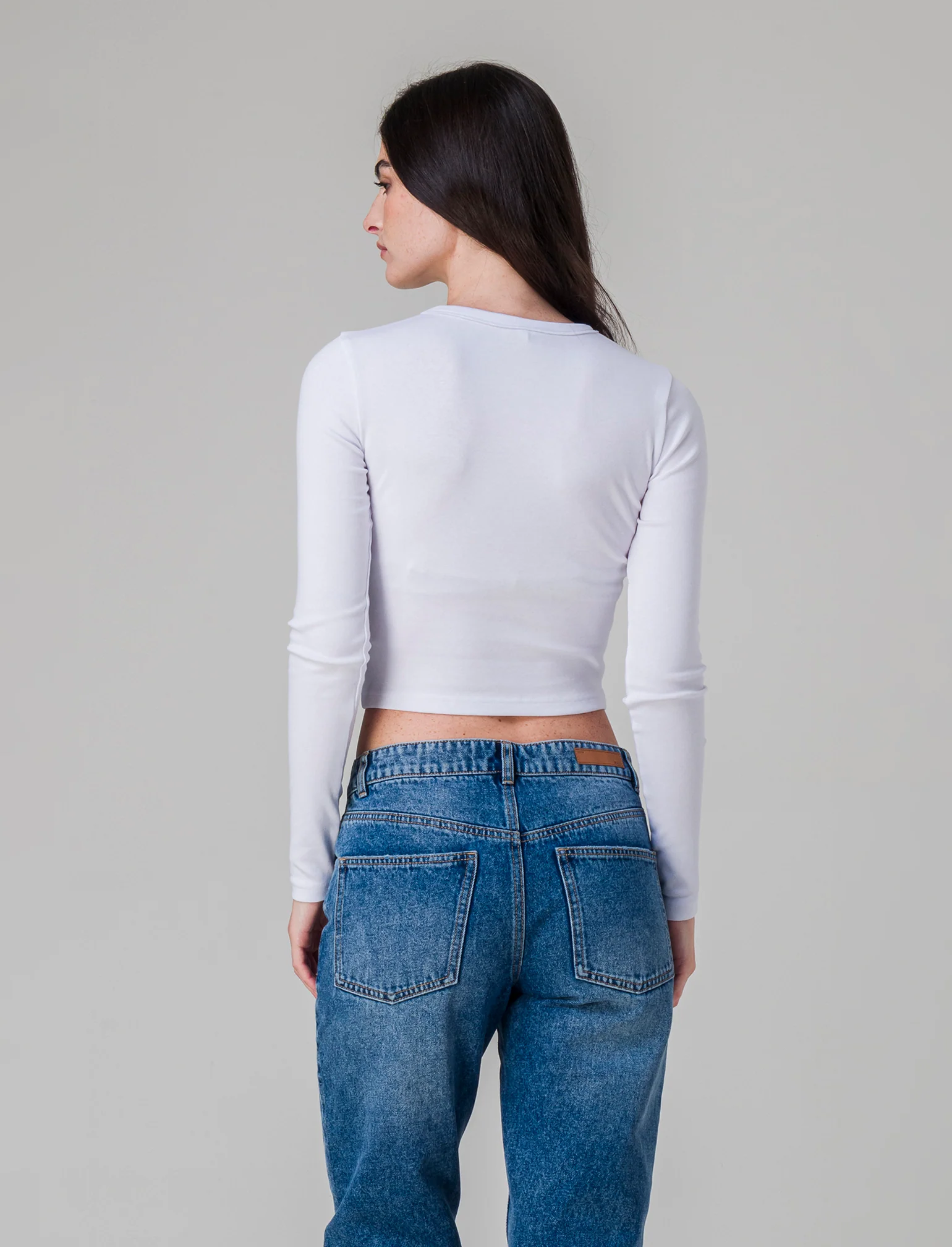 T-shirt crop manica lunga da donna - var 3