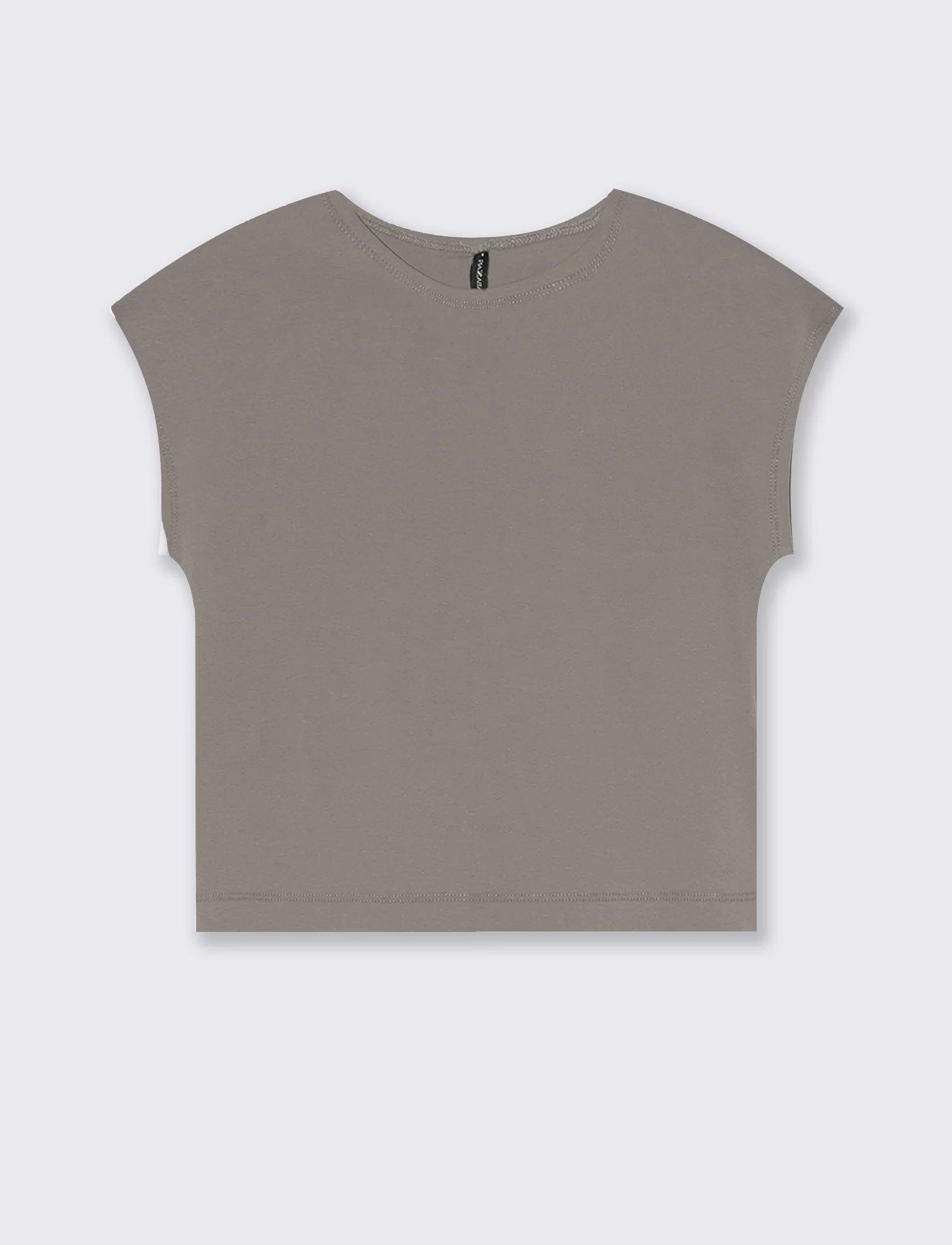 T-Shirt Cropped e Basica in Cotone - Grigio