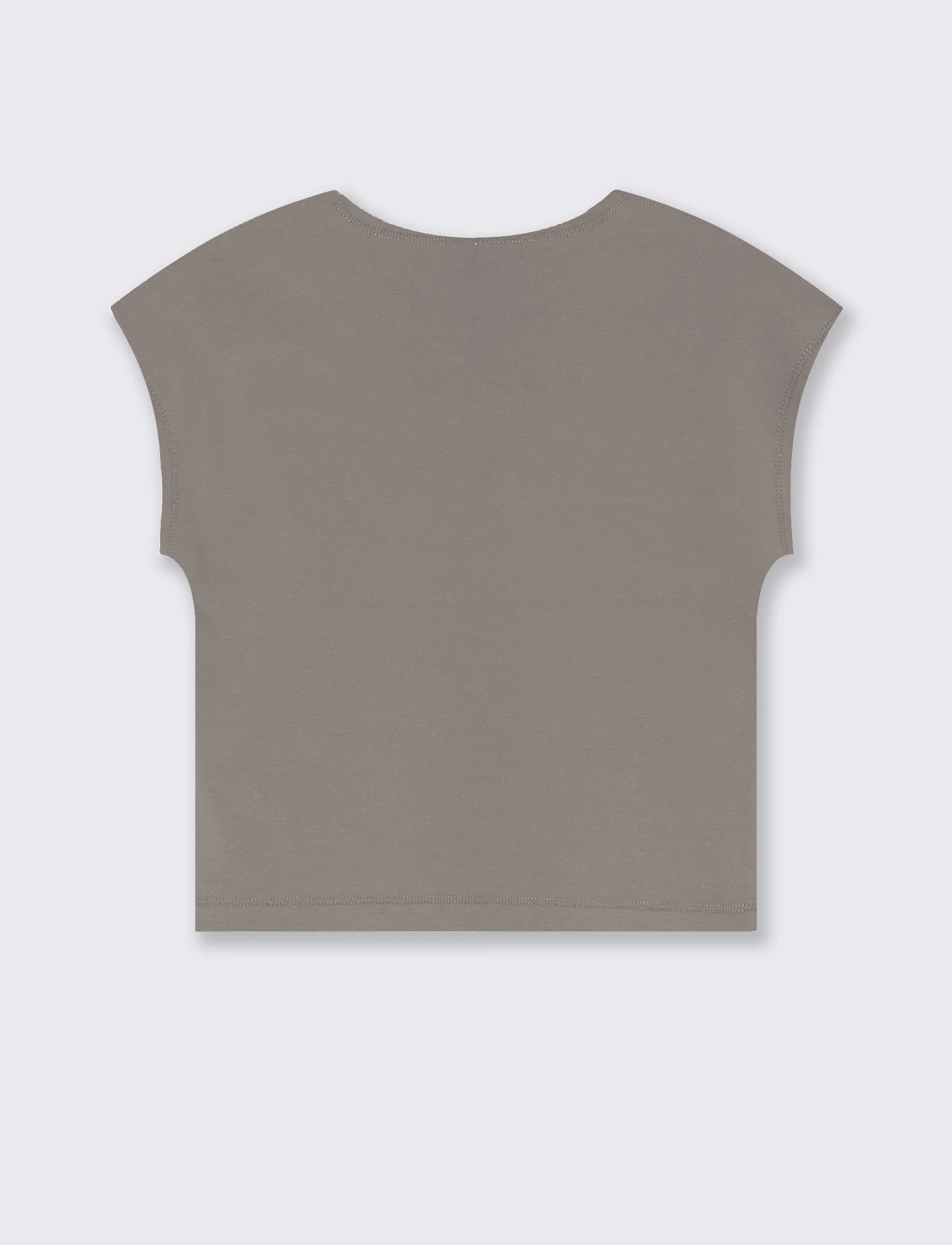 T-Shirt Cropped e Basica in Cotone - Grigio - Image 2