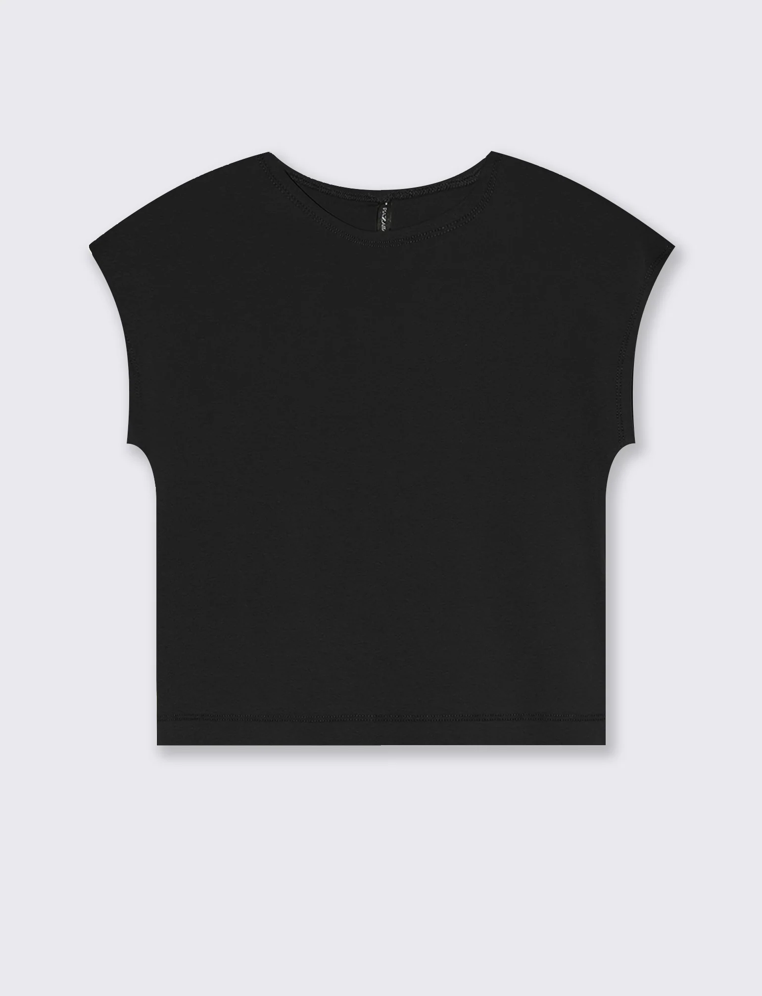 T-Shirt Cropped e Basica in Cotone - Nero