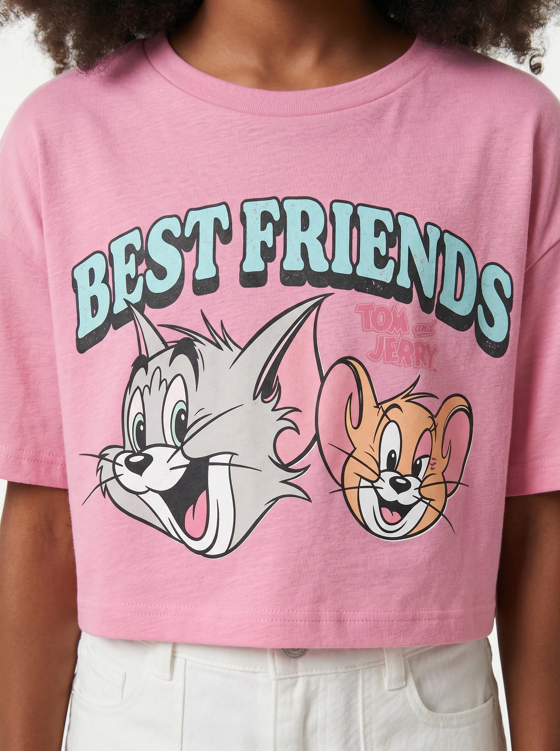 T-shirt cropped Tom & Gerry in cotone - Rosa - Image 2