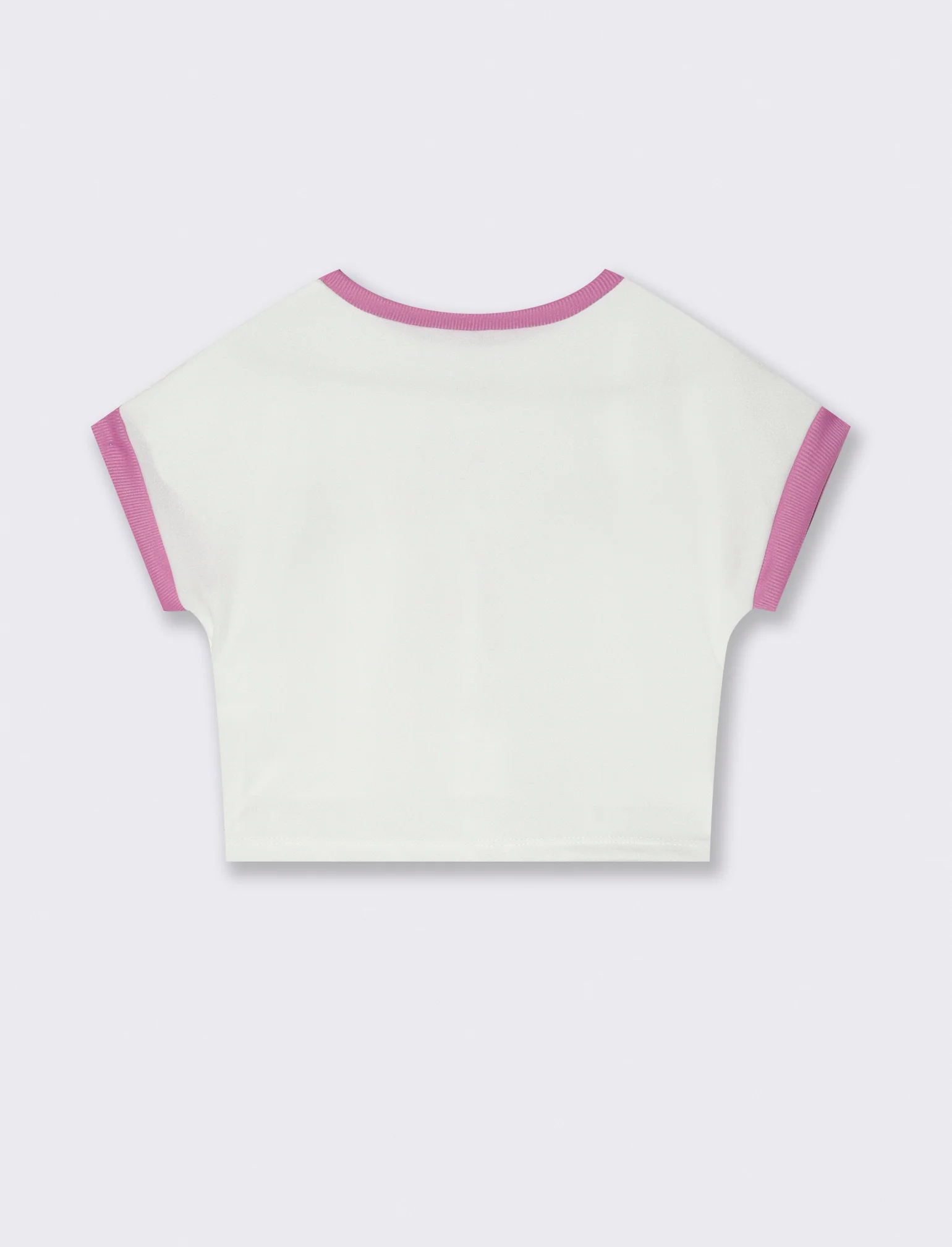 T-shirt da bambina con davanti in pizzo e stampa colorata. - Bianco - Image 2