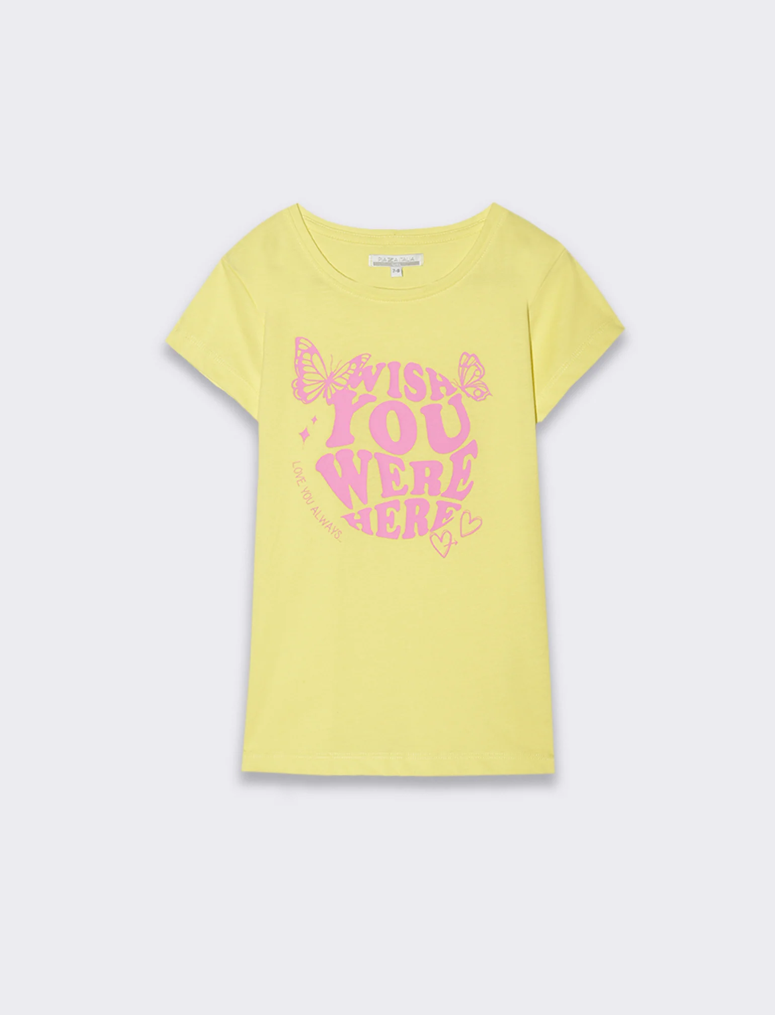T-shirt da bambina con stampa monocolore - Giallo - Image 2
