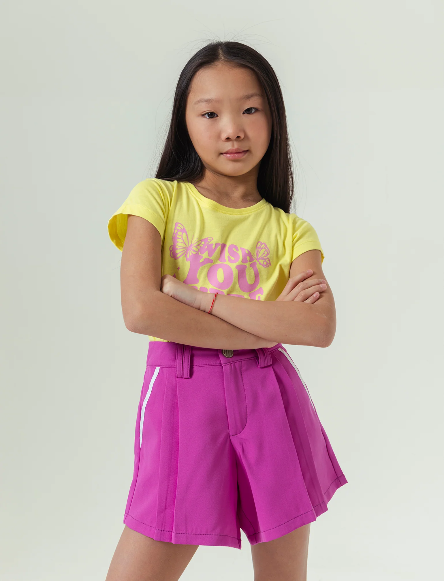 T-shirt da bambina con stampa monocolore - Giallo - Image 3