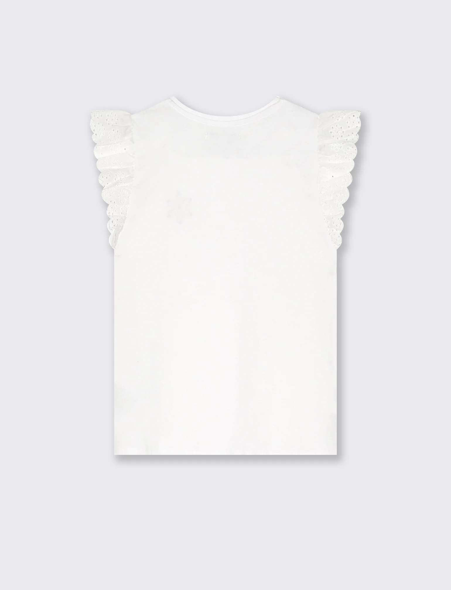 T-shirt da bambina con volant in sangallo - Bianco - Image 4