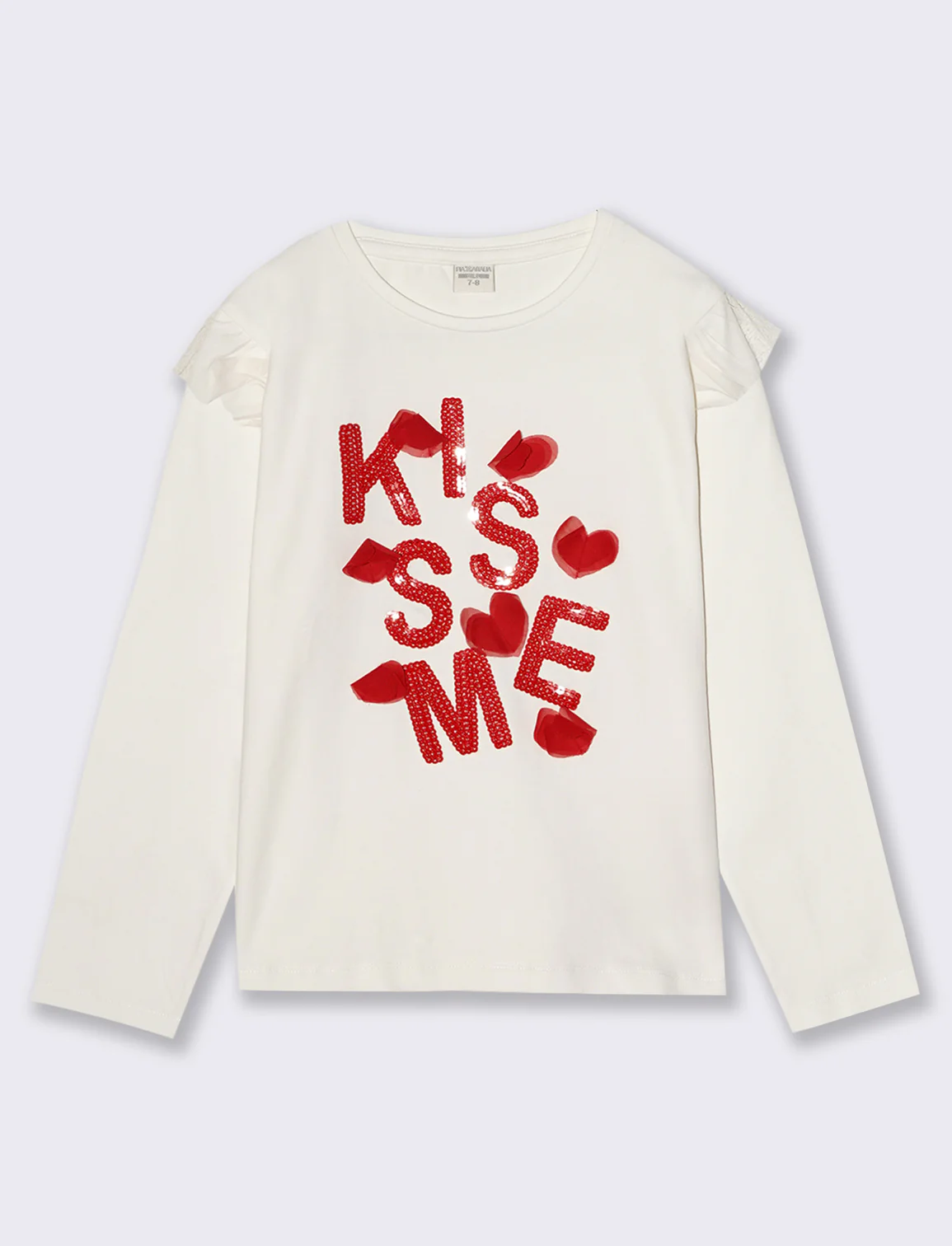 T-shirt da bambina manica lunga - Bianco sporco