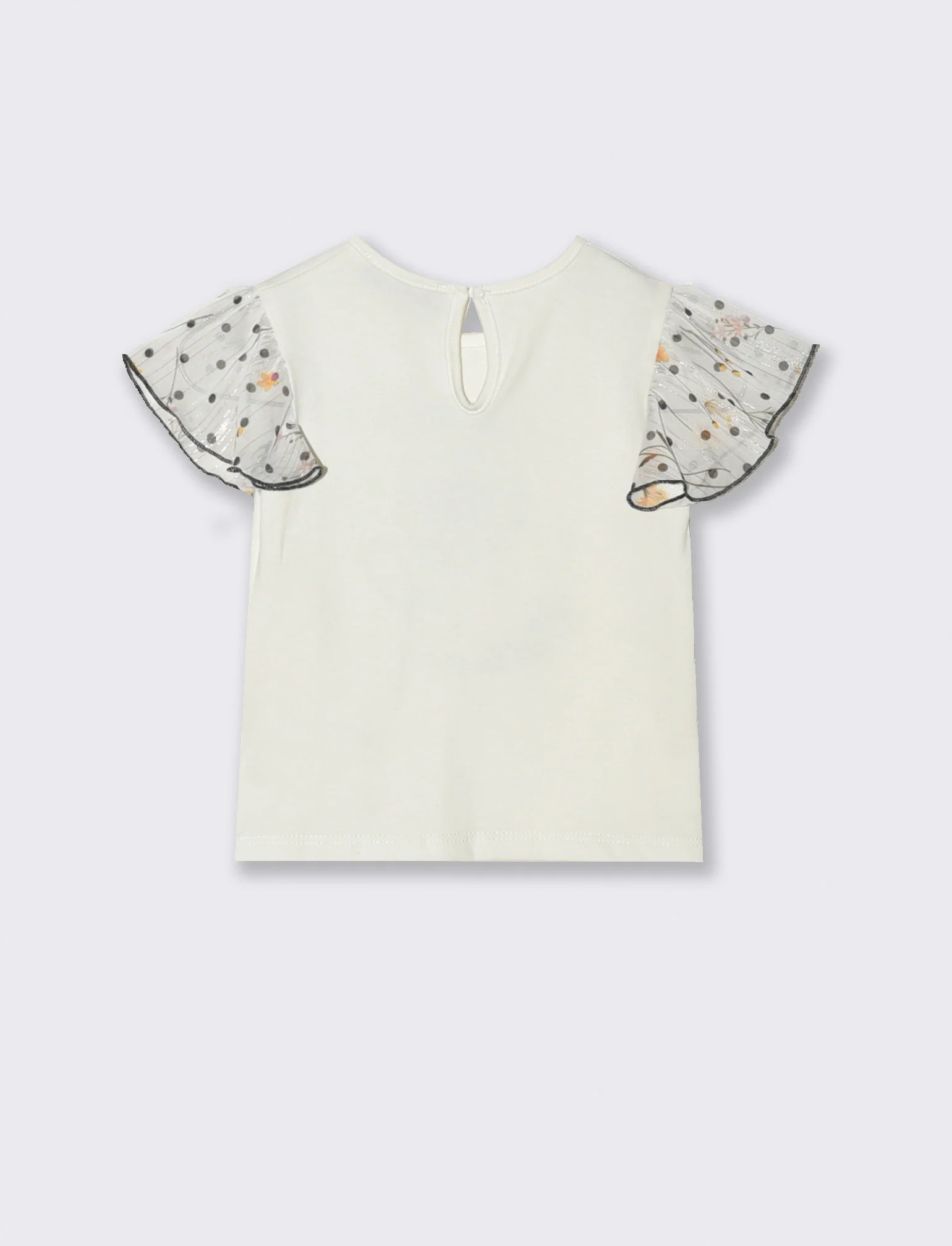 T-shirt da neonata con maniche in tessuto stampato. - Fantasia - Image 2