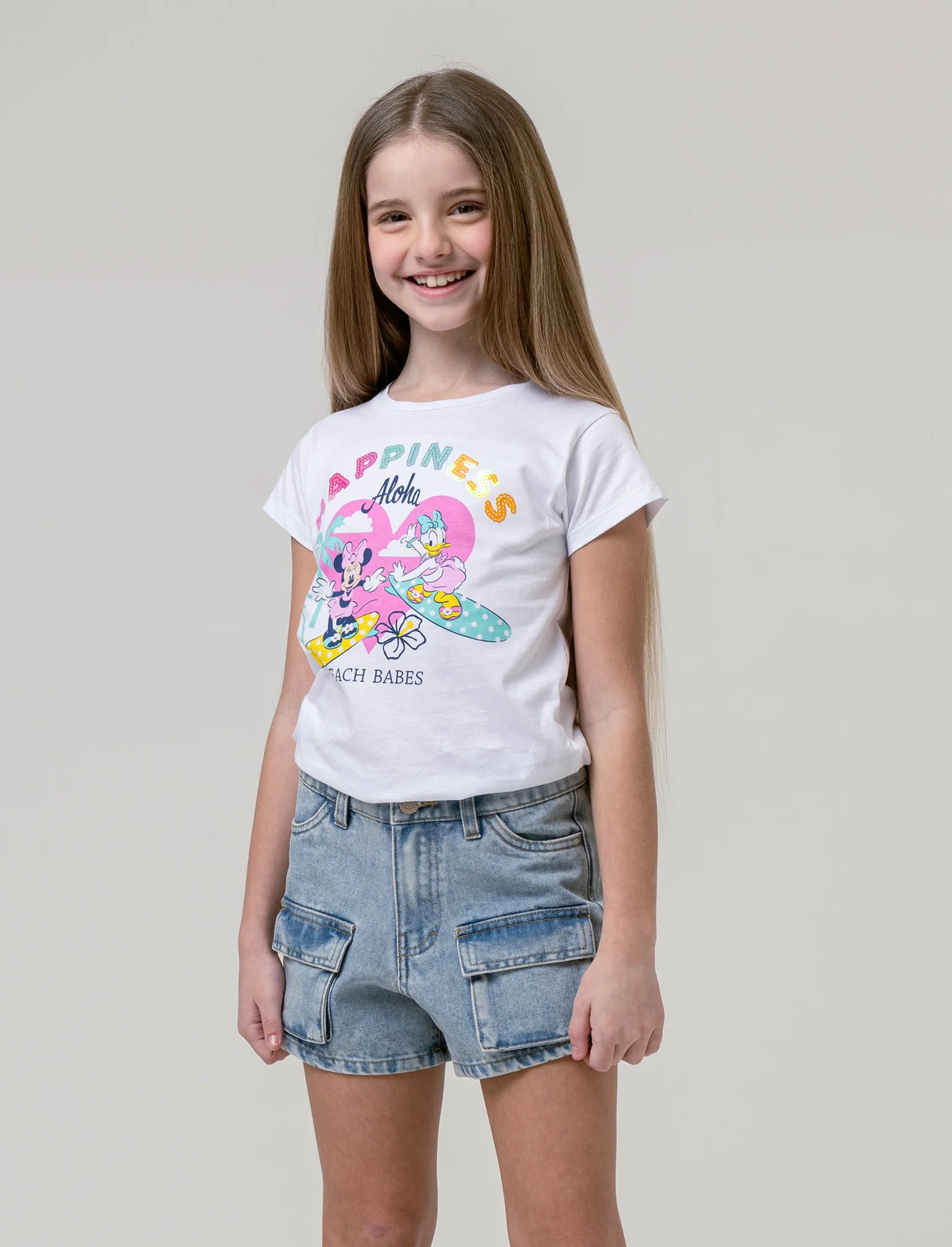 T-shirt Disney Minnie and Daisy con paillettes da bambina - Bianco
