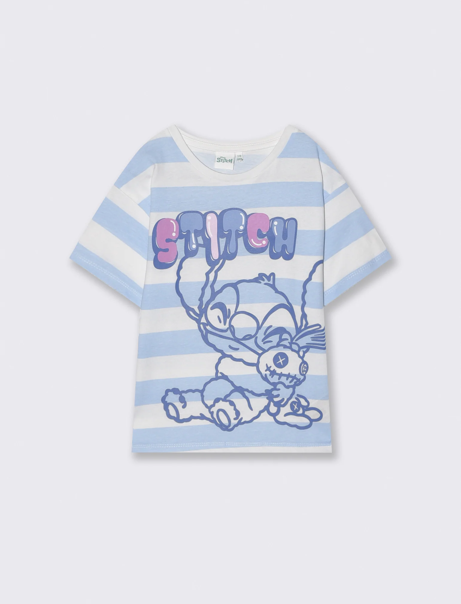 T-shirt Disney Stitch mezza manica in cotone - Righe