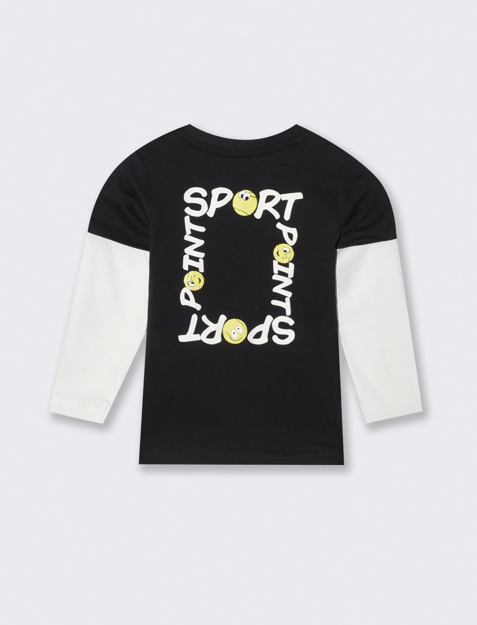T-shirt doppia manica con stampa sportiva - Nero - Image 2