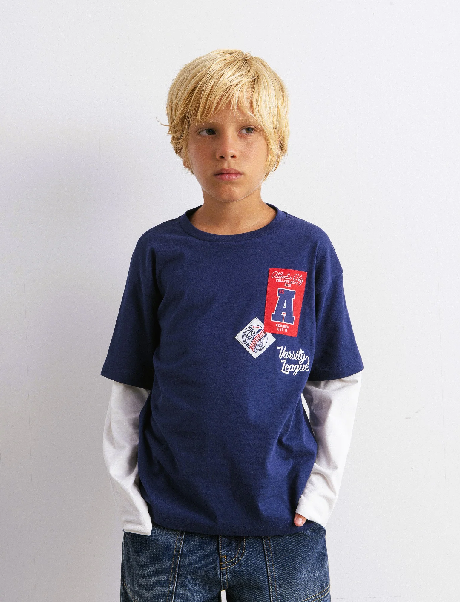 T-shirt doppia manica sporty. - Blu - Image 2