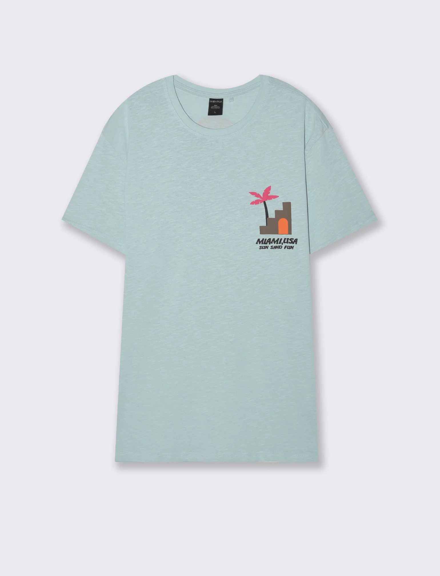 T-shirt effetto maglina con stampa puffy da uomo - Azzurro - Image 4