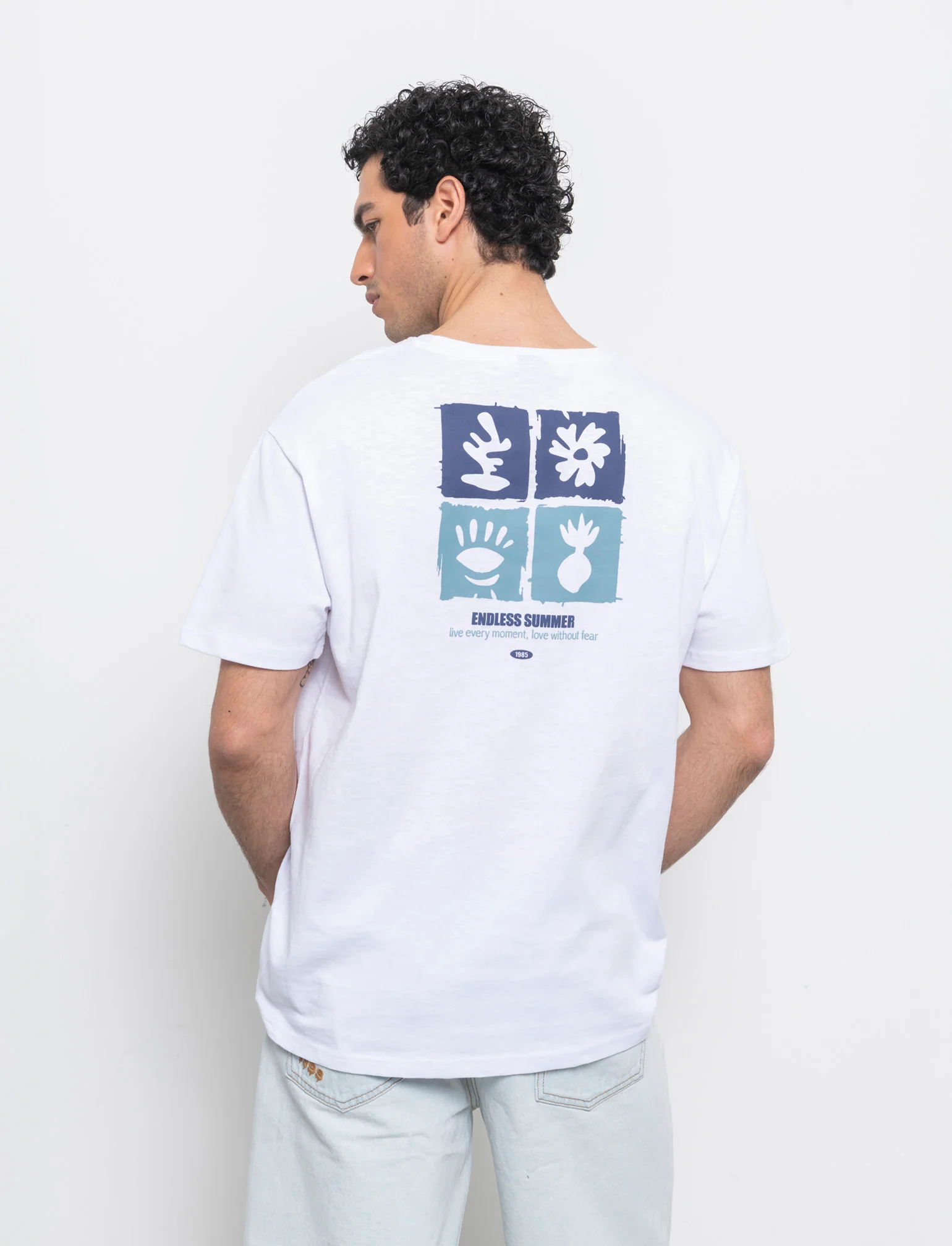 T-shirt effetto maglina con stampa puffy da uomo - Bianco - Image 2
