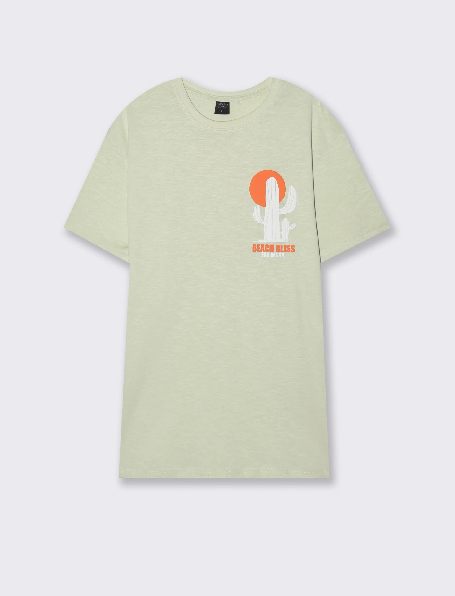 T-shirt effetto maglina con stampa puffy da uomo - Verde - Image 2