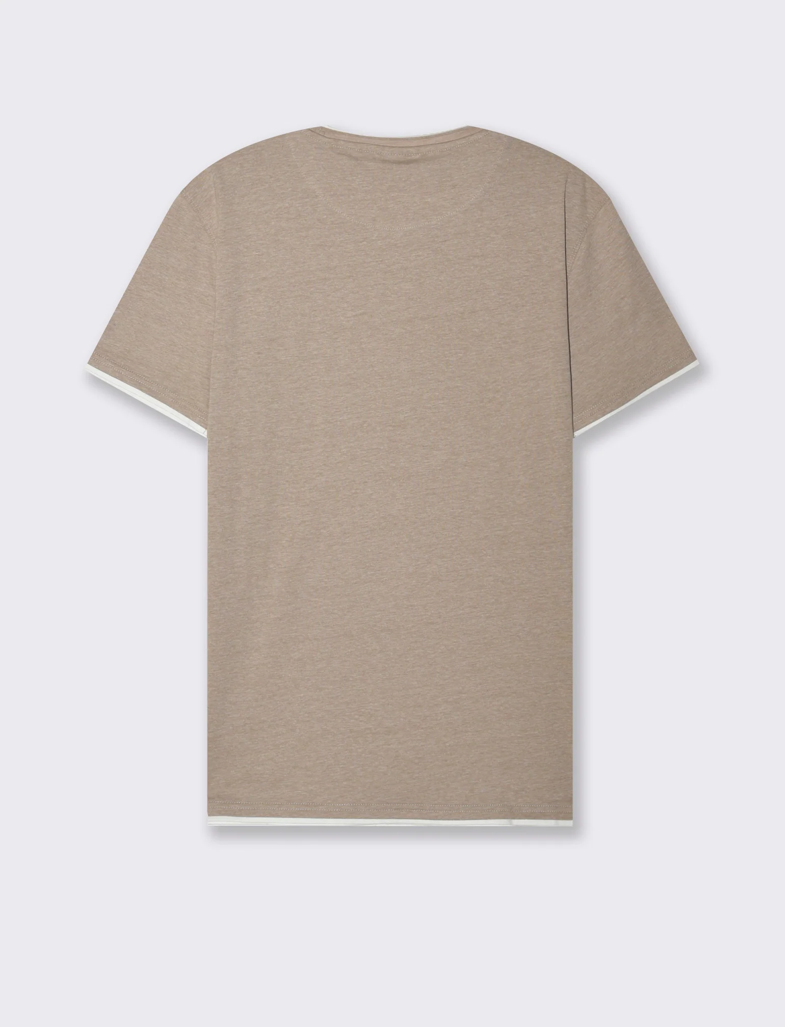 T-shirt effetto melange con tasca da uomo - Beige - Image 2