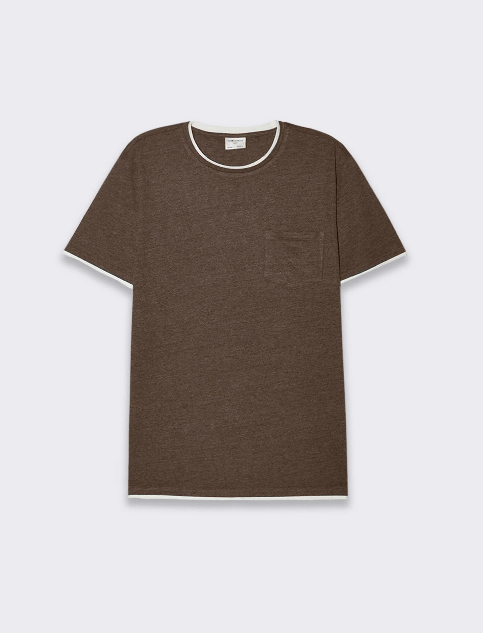 T-shirt effetto melange con tasca da uomo - Moro - Image 4
