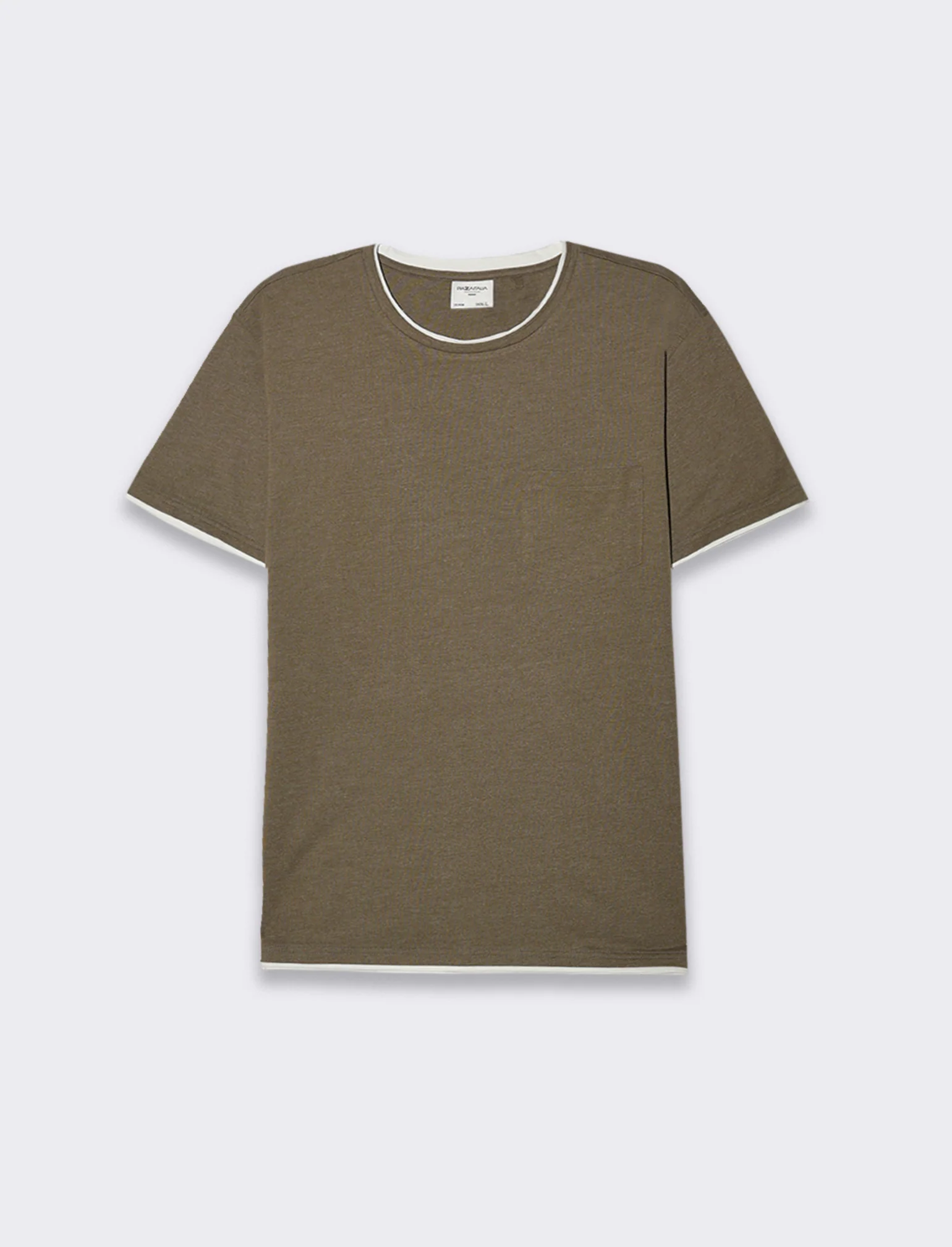 T-shirt effetto melange con tasca da uomo - Verde kaki - Image 4