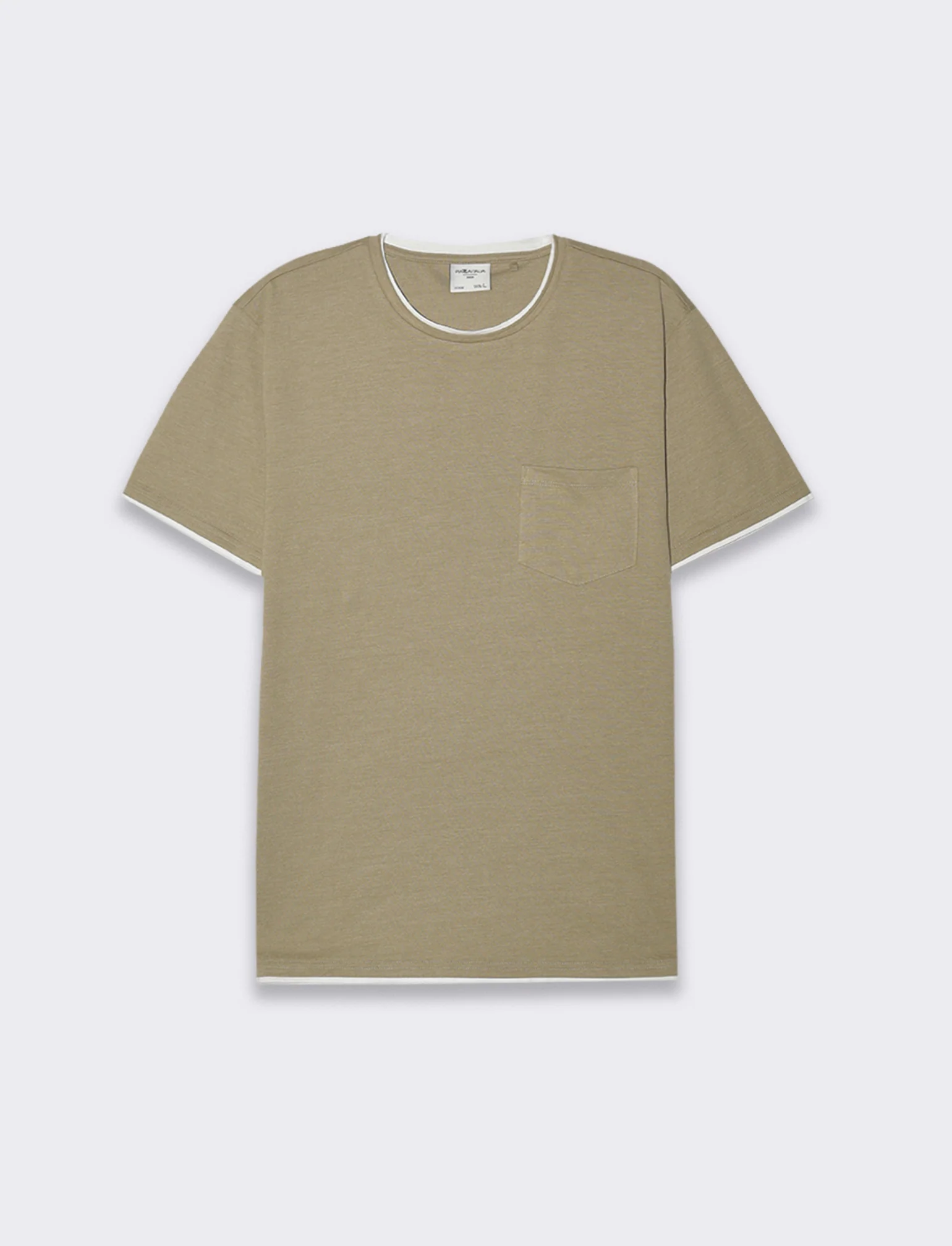 T-shirt effetto melange con tasca da uomo - Verde salvia - Image 3