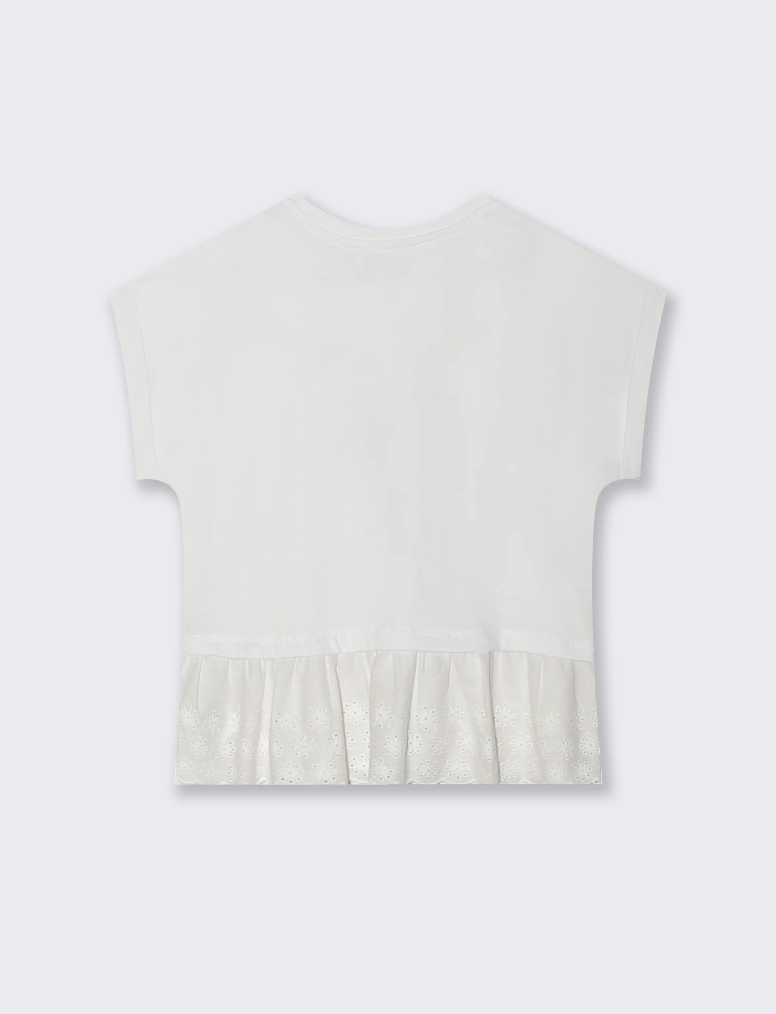 T-shirt elegante con pizzo e strass - Bianco - Image 4