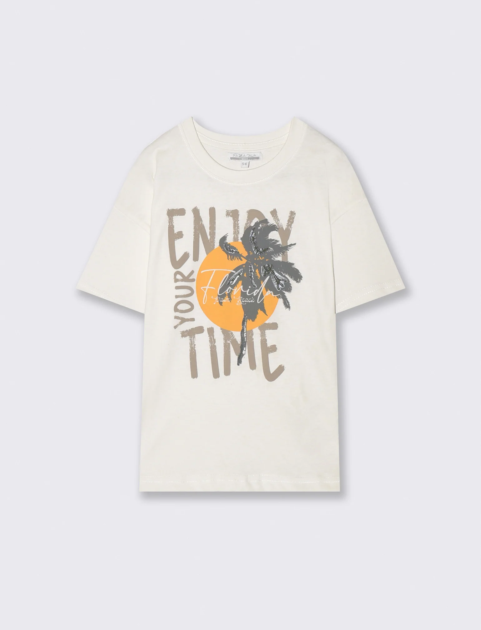 T-shirt Enjoy Your Time Over Fit - Sabbia