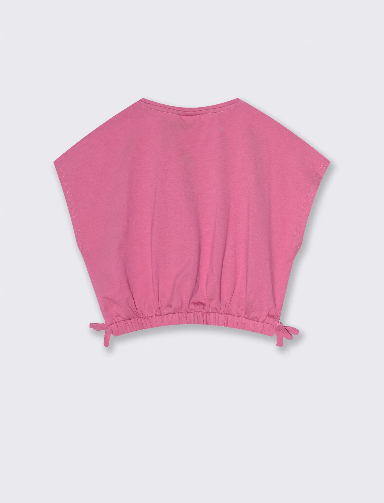 T-shirt estiva bambina con rouches - Rosa candy - Image 2