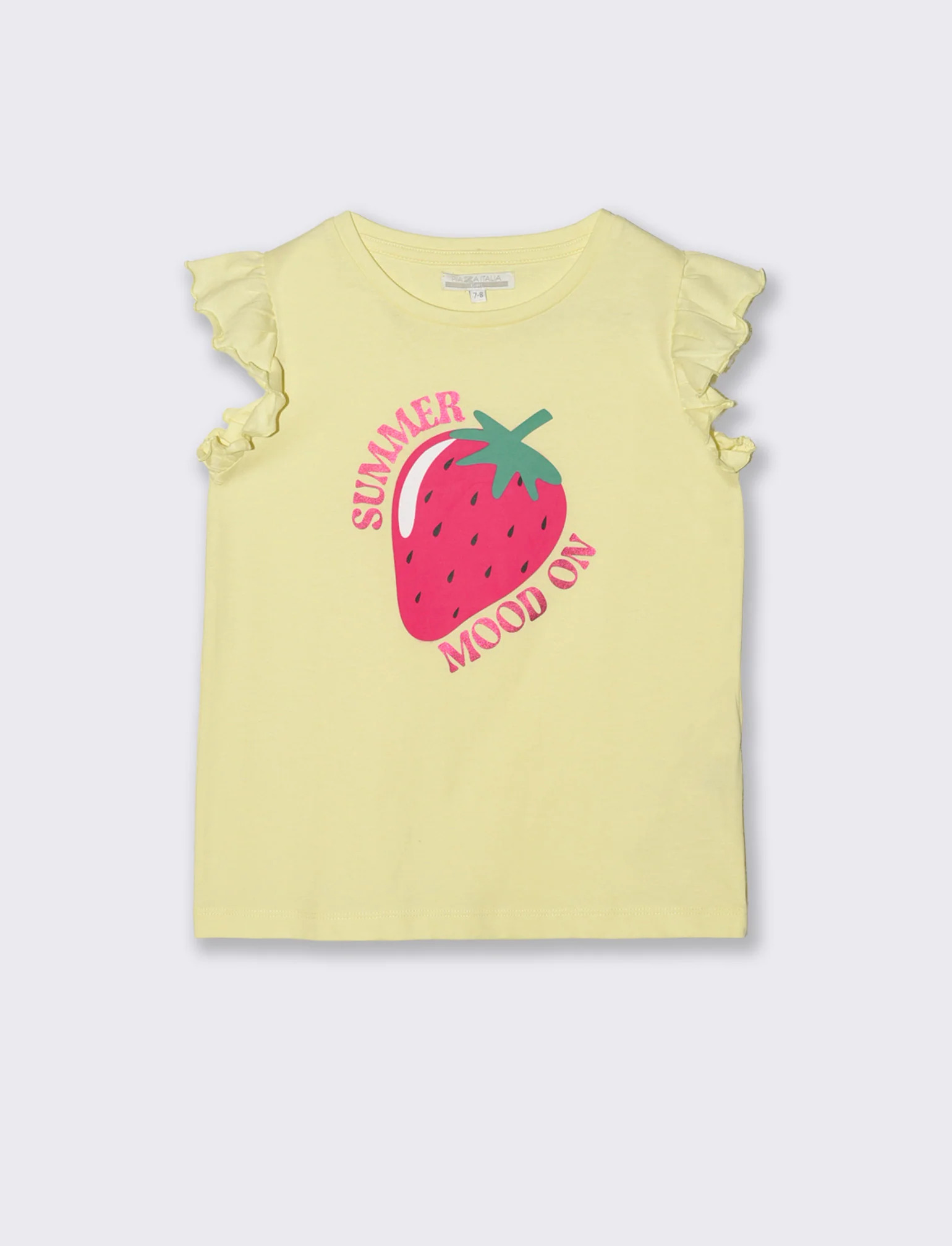 T-shirt estiva bambina con stampa colorata - Giallo