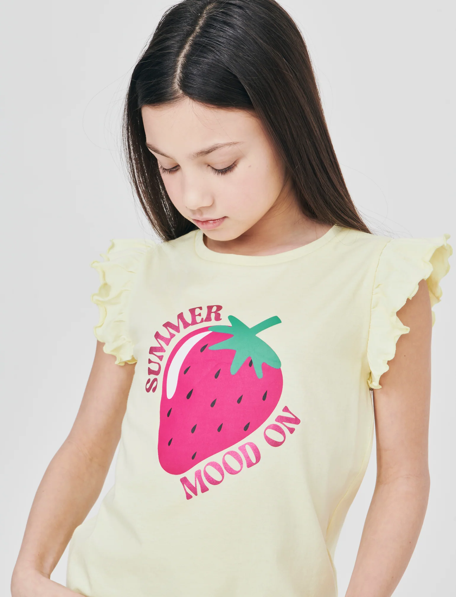 T-shirt estiva bambina con stampa colorata - Giallo - Image 3