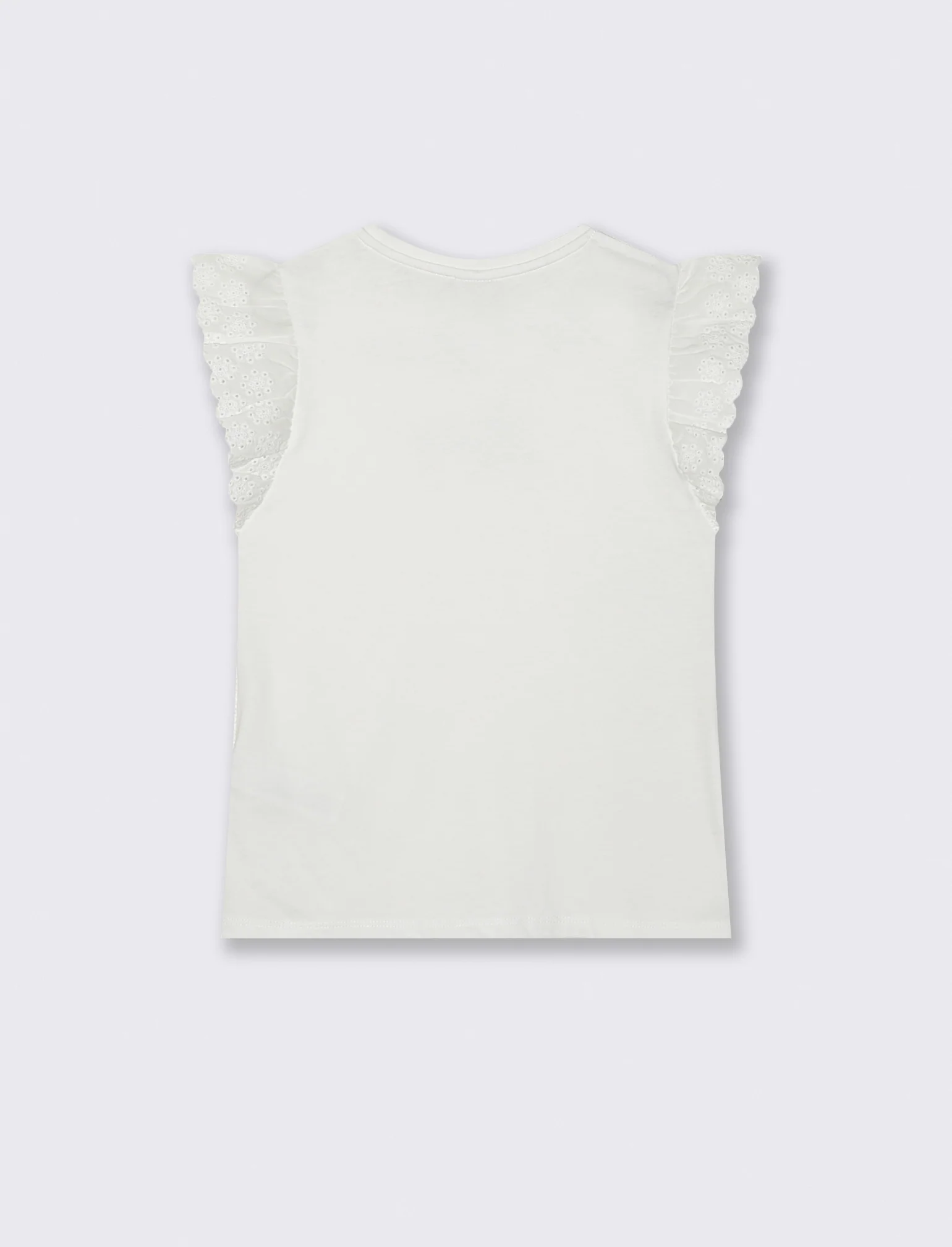 T-shirt estiva bambina con volant e strass - Bianco - Image 2