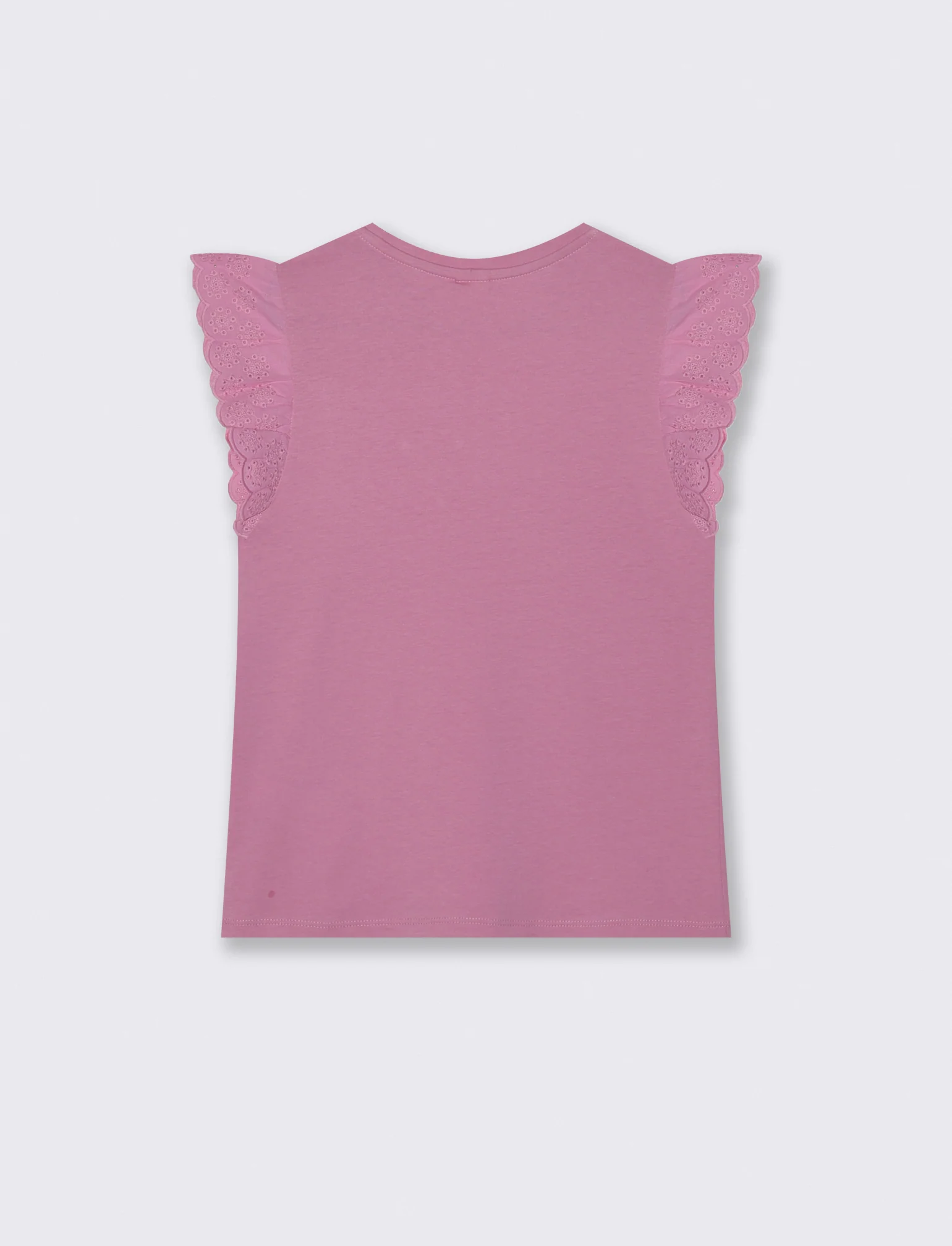 T-shirt estiva bambina con volant e strass - Rosa candy - Image 4