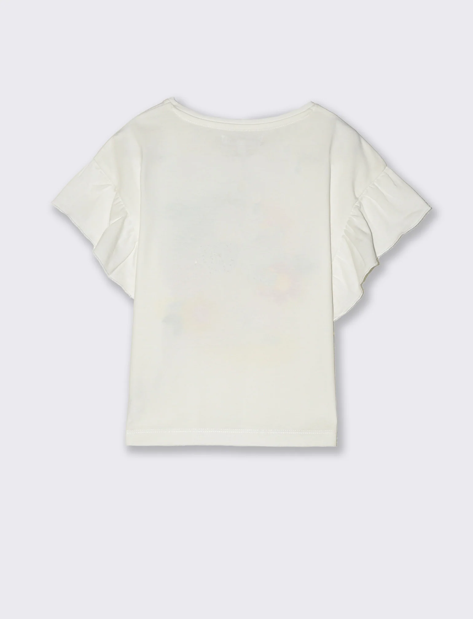 T-shirt estiva con stampa e ricamo da bambina - Bianco - Image 3