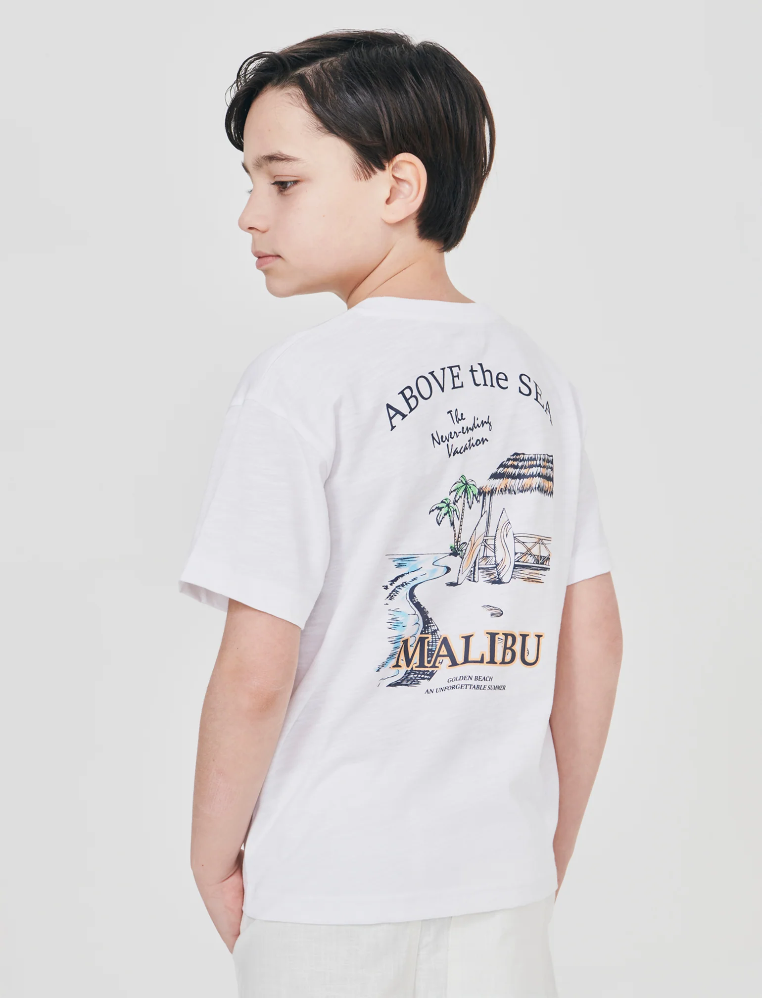 T-shirt estiva con stampa frontale e retro - Bianco