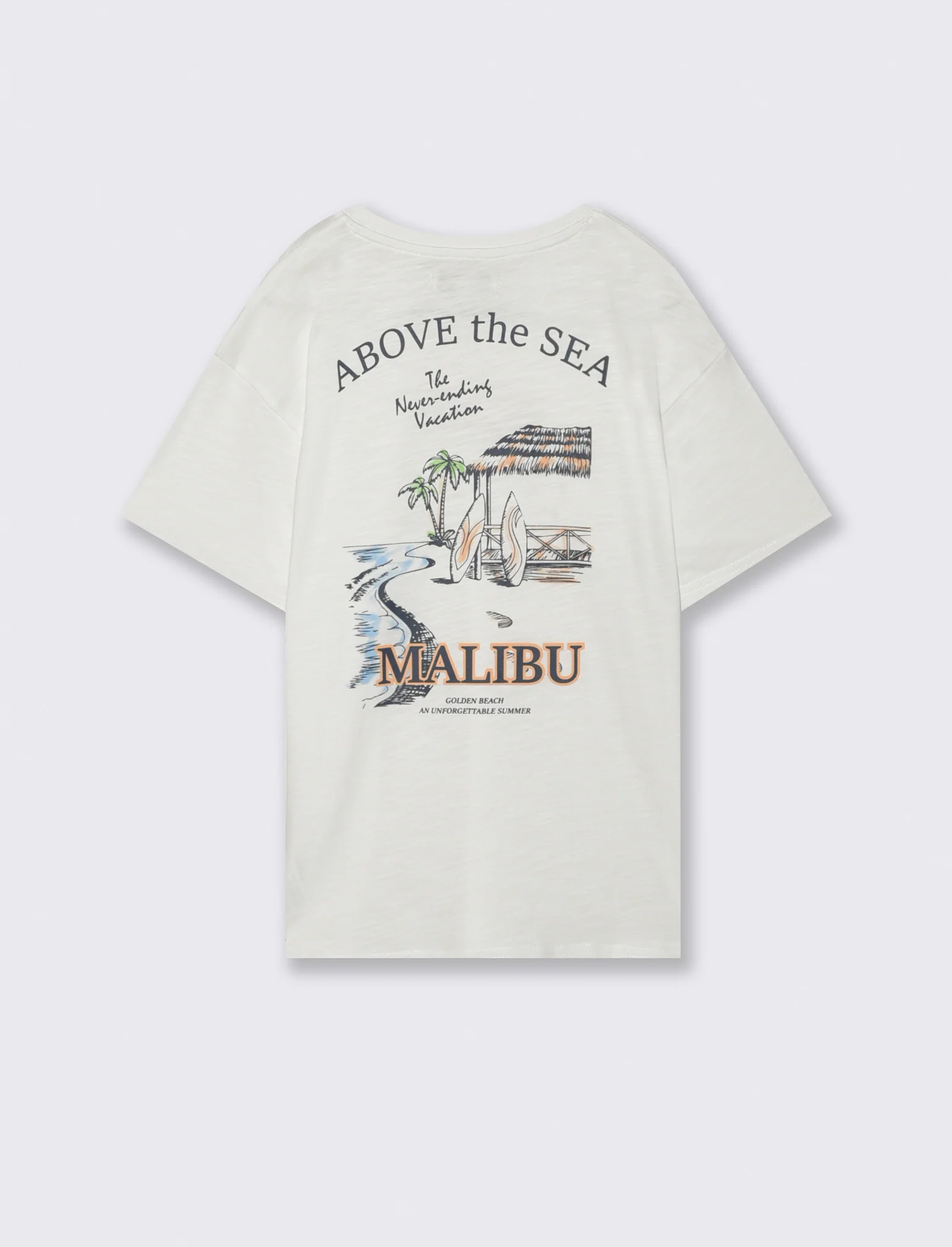 T-shirt estiva con stampa frontale e retro - Bianco - Image 4