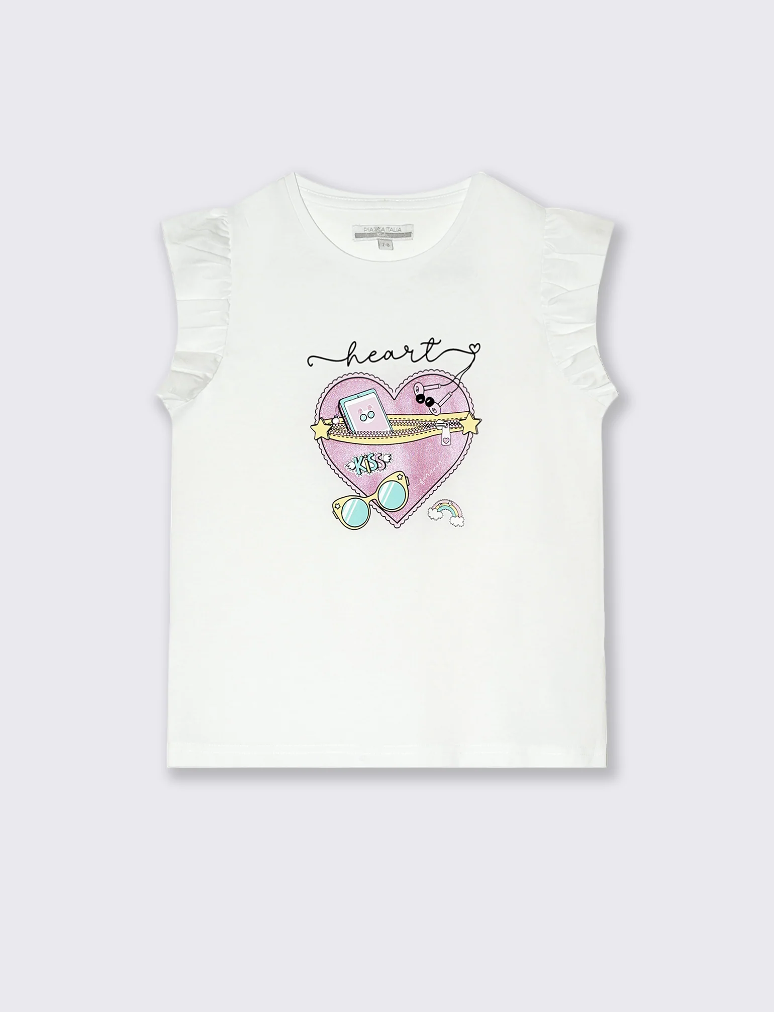 T-shirt estiva da bambina con stampa colorata - Bianco