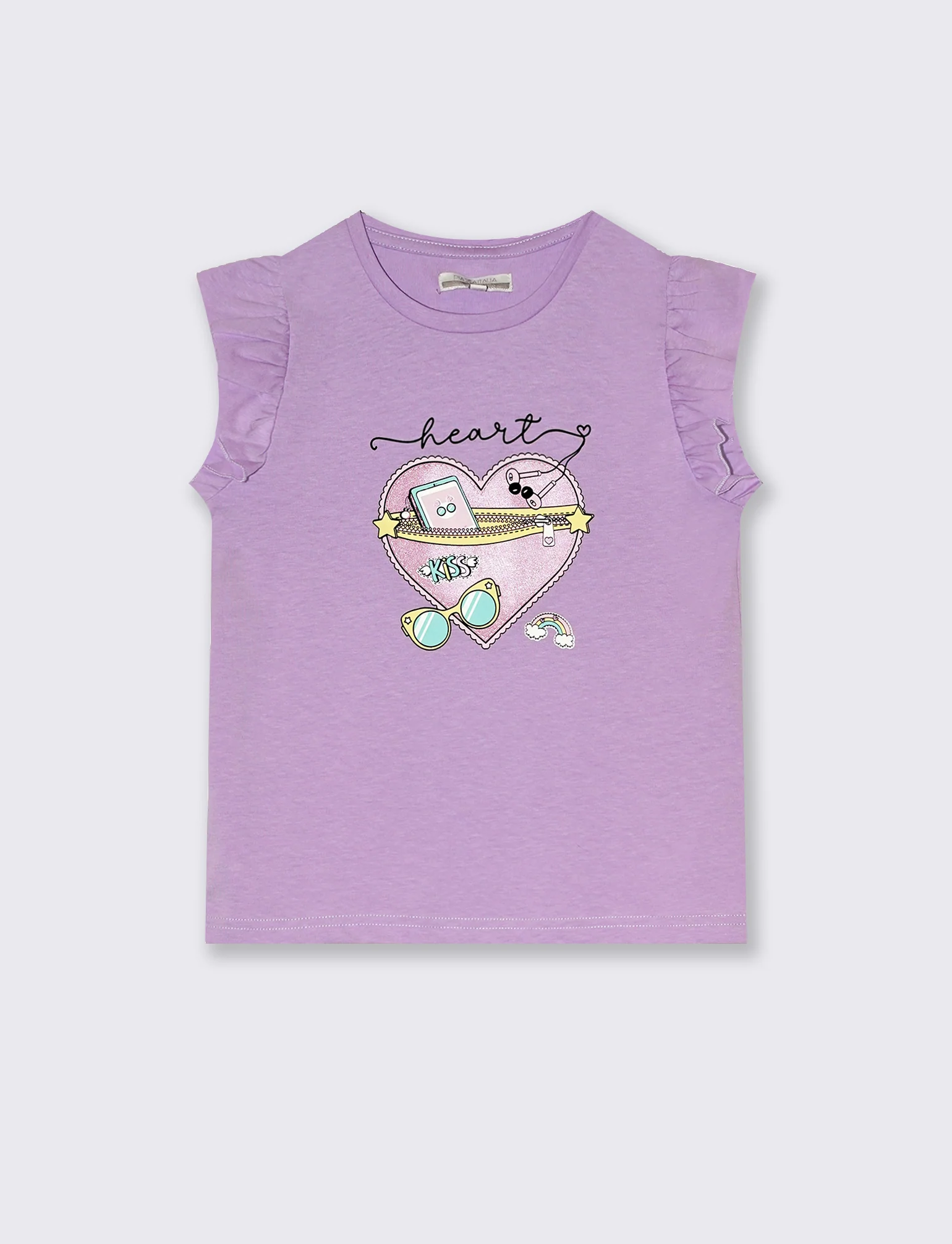 T-shirt estiva da bambina con stampa colorata - Lilla