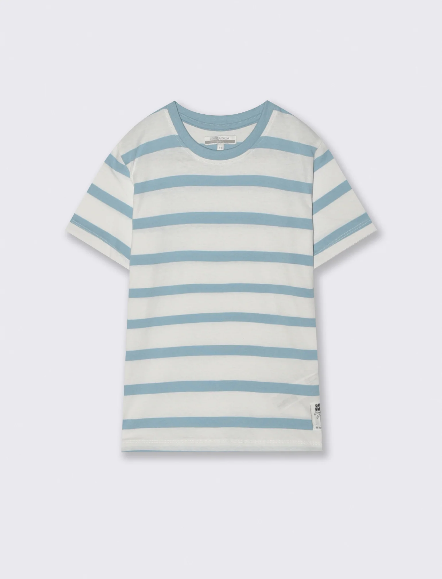 T-shirt estiva in cotone a righe - Azzurro