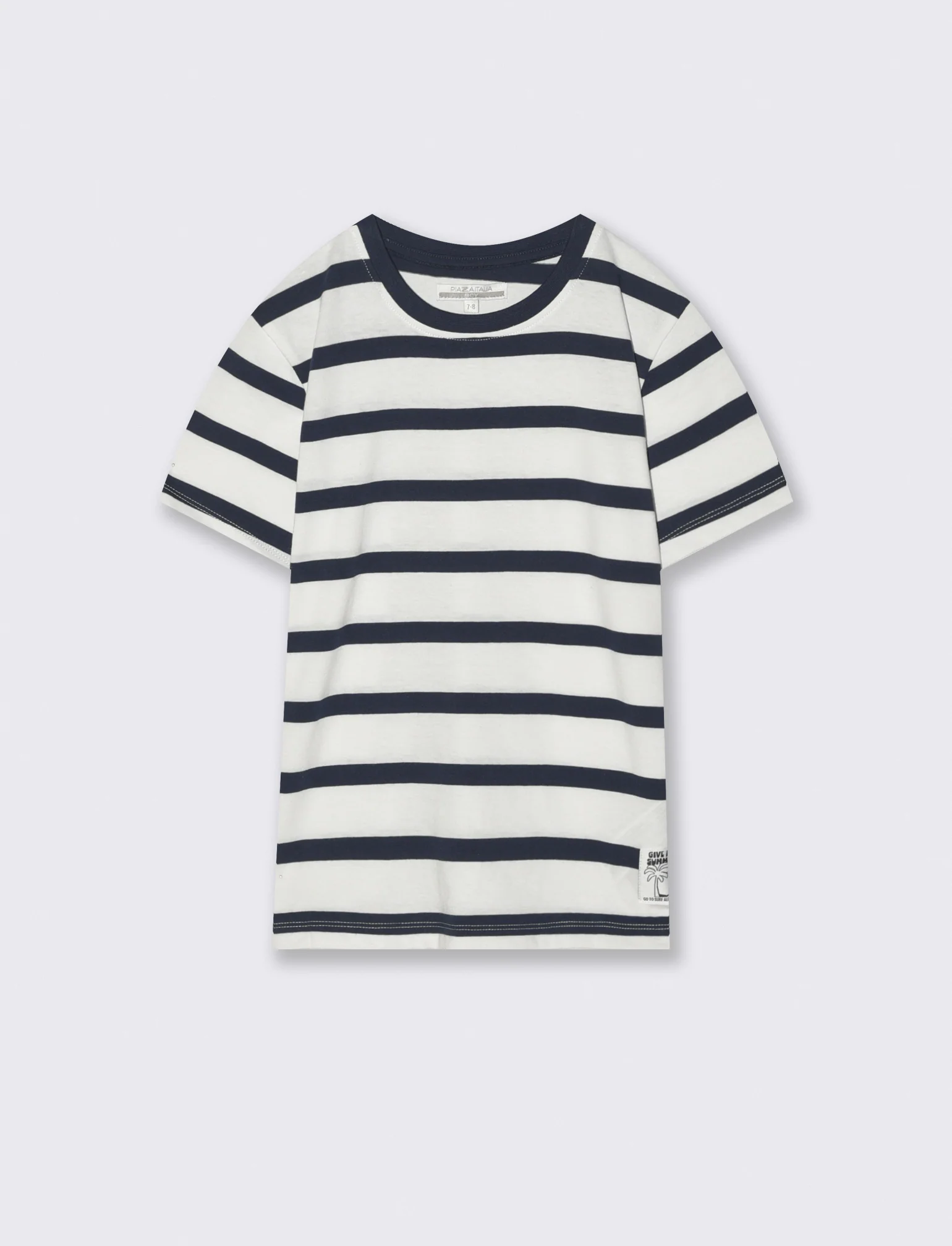 T-shirt estiva in cotone a righe - Blu