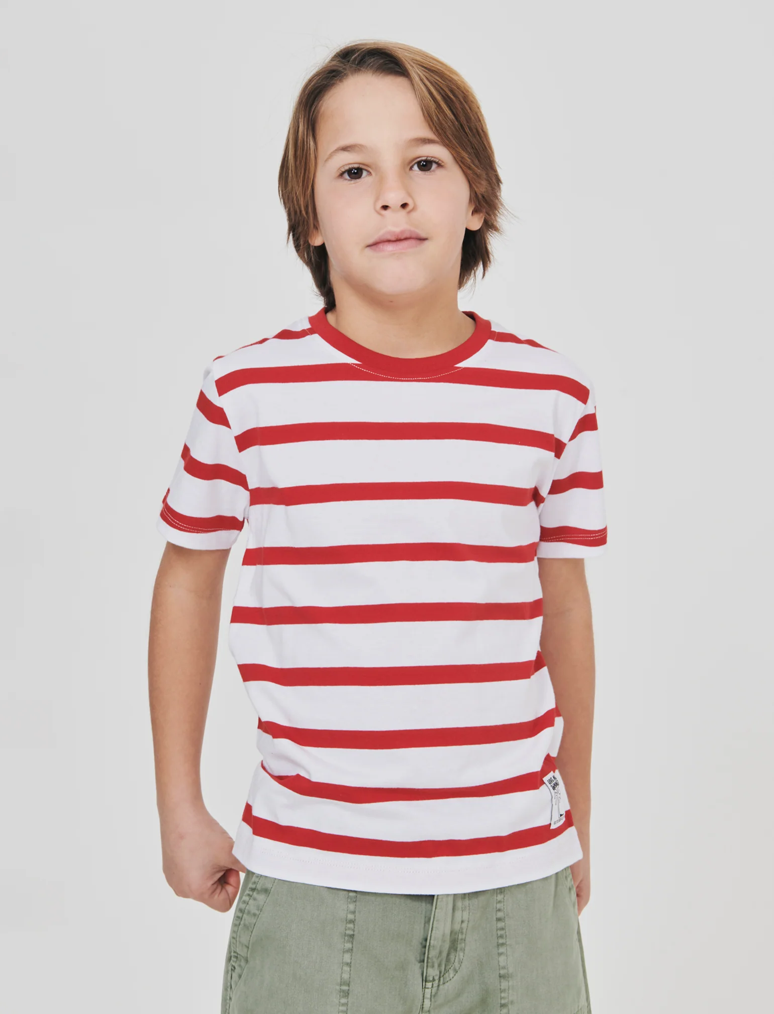 T-shirt estiva in cotone a righe - Rosso - Image 4
