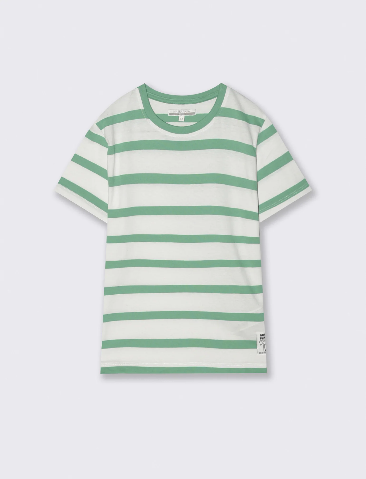T-shirt estiva in cotone a righe - Verde