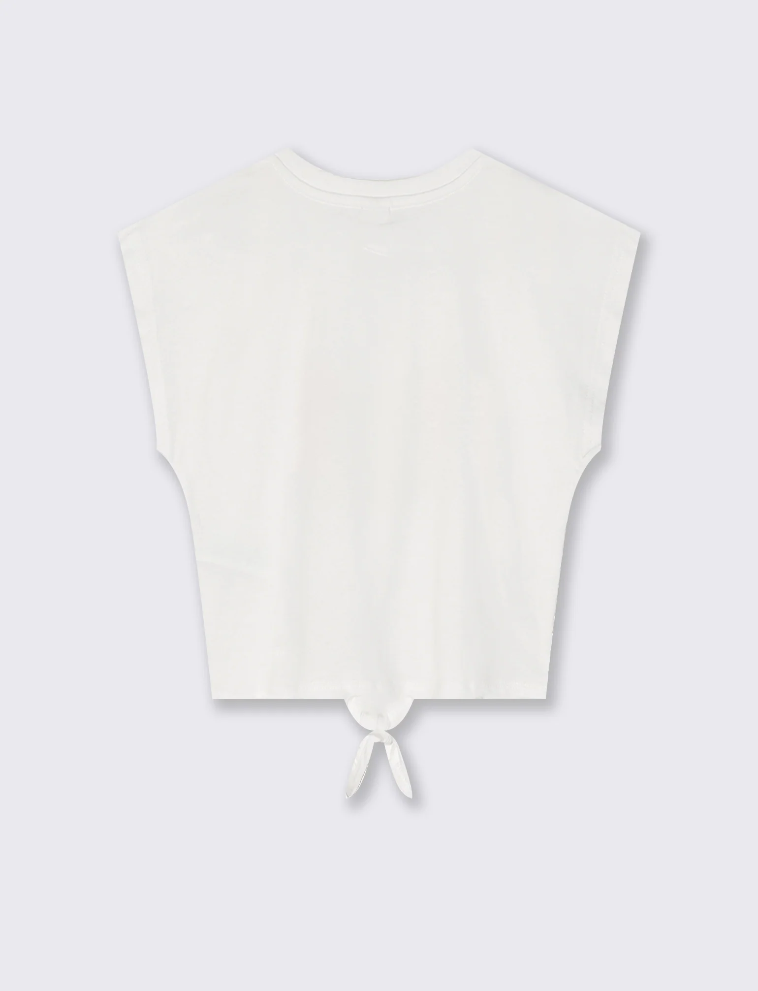 T-shirt estiva in cotone con nodo e strass - Bianco - Image 4