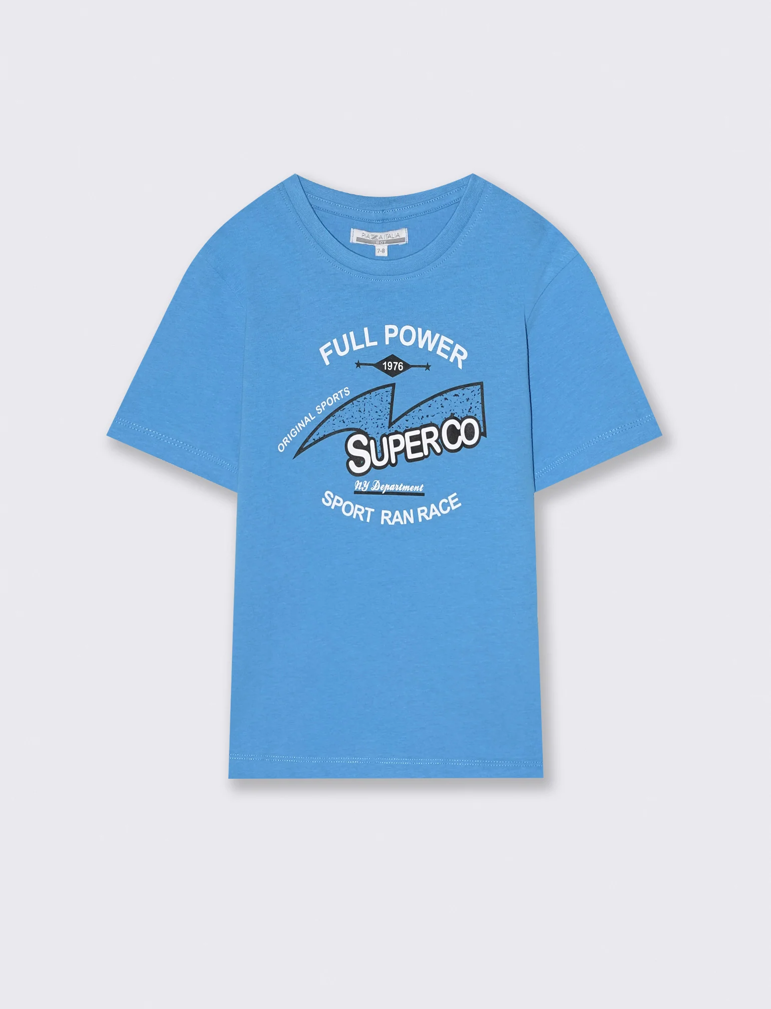 T-shirt estiva in jersey di cotone con stampa - Blu