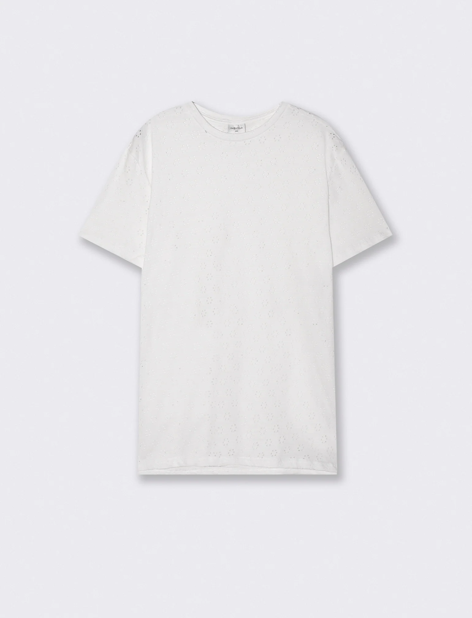 T-Shirt Fantasia Laserizzata Maniche Corte - Bianco