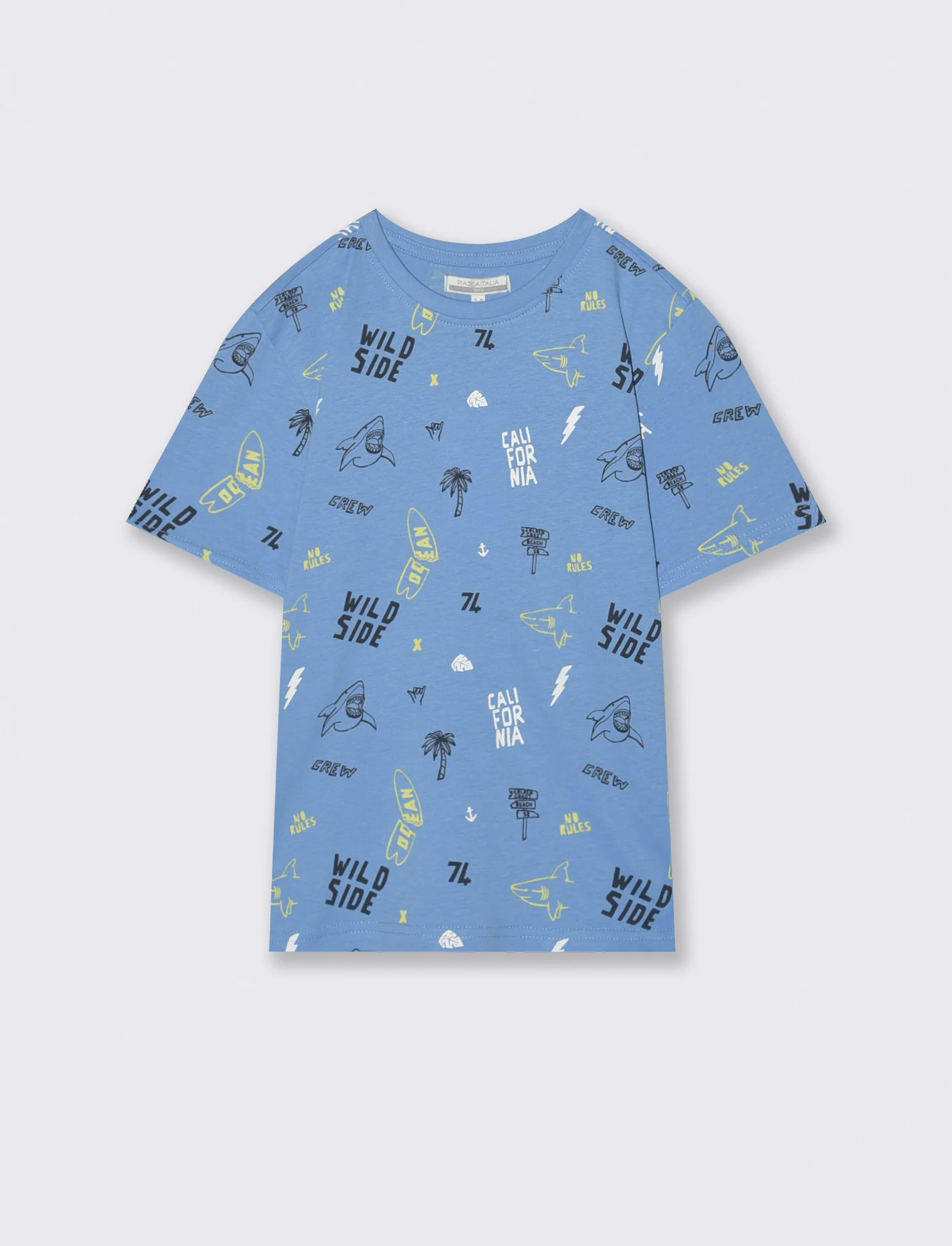 T-shirt fantasia mezza manica per il mare - Azzurro