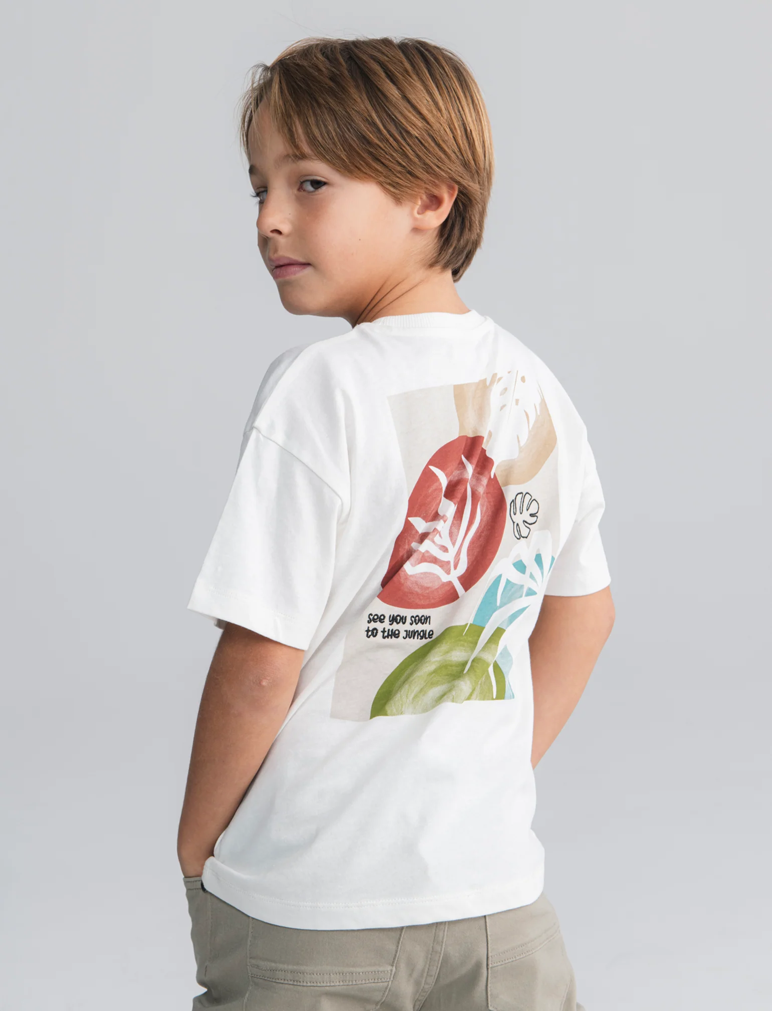 T-shirt foliage con ricamo e stampa - Bianco latte - Image 4