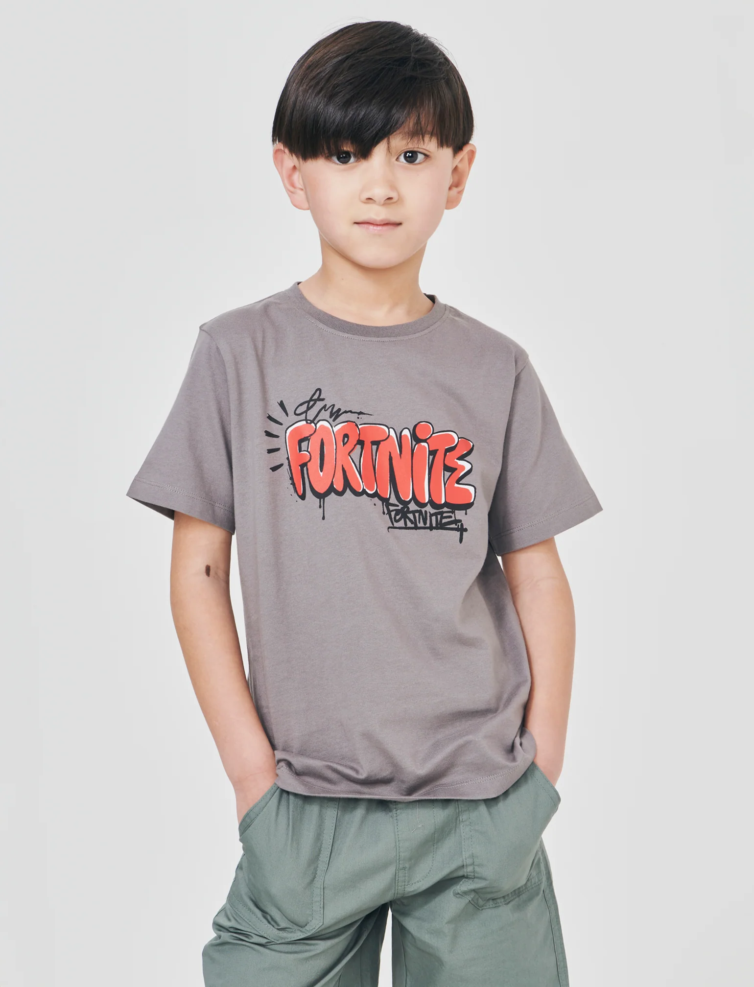 T-Shirt Fortnite in cotone con stampe - Grigio - Image 4