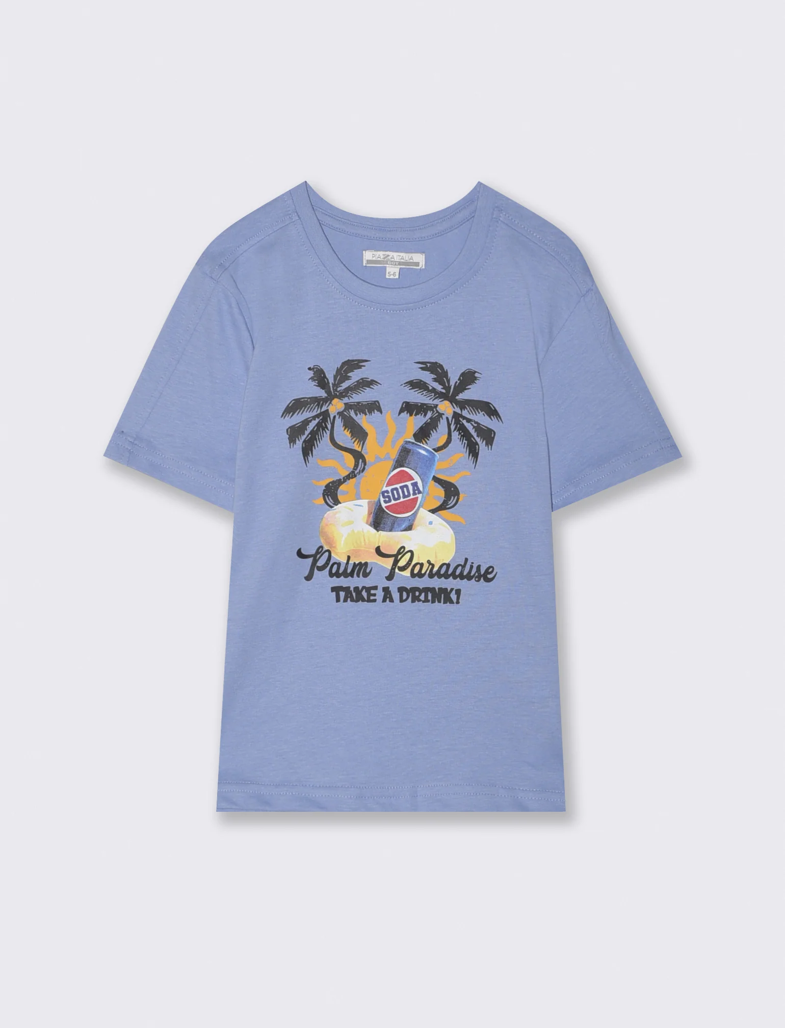 T-shirt fotografica in cotone estivo - Azzurro
