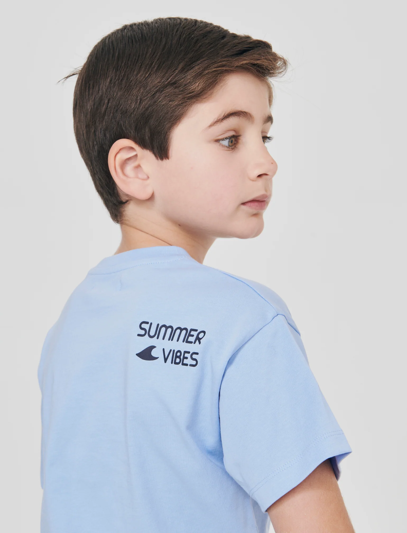 T-shirt giro collo con tasca in chambray - Azzurro - Image 4