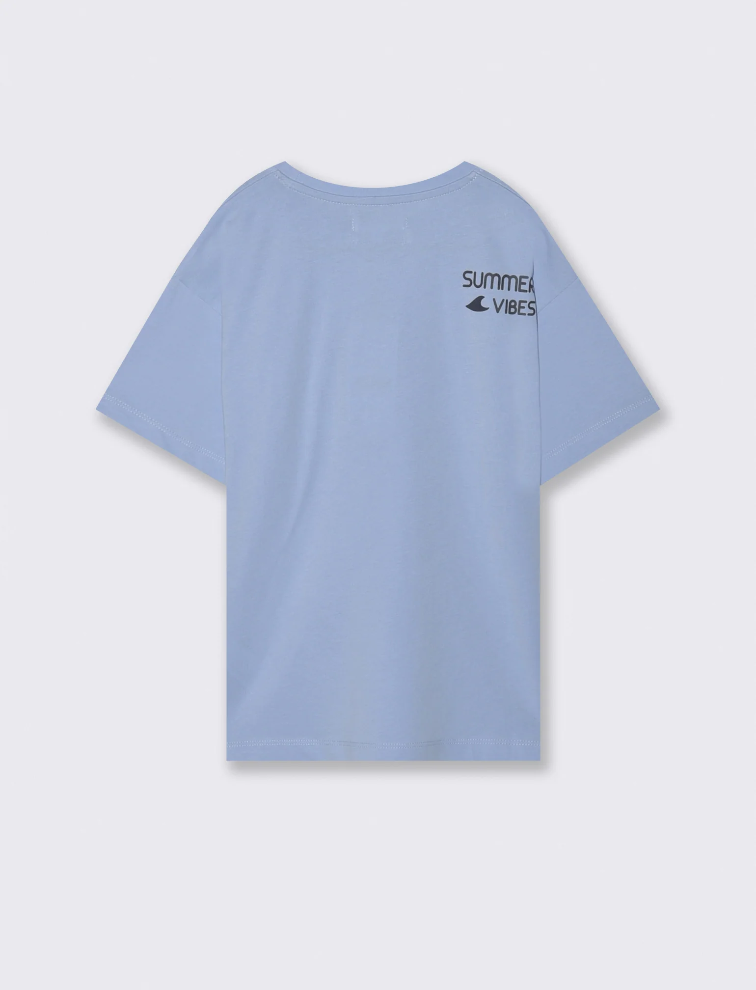 T-shirt giro collo con tasca in chambray - Azzurro - Image 6