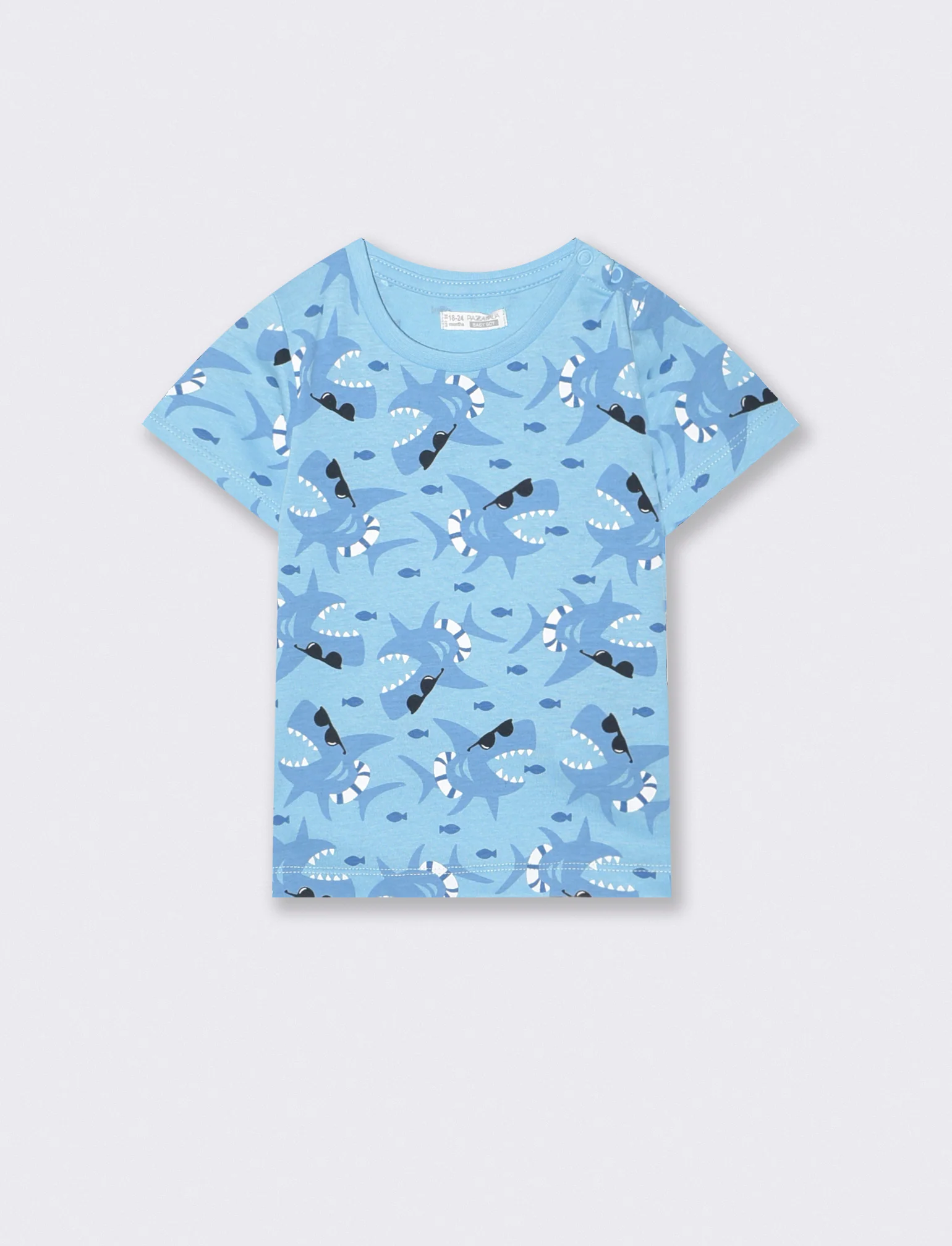 T shirt girocollo a fantasia casual - Azzurro