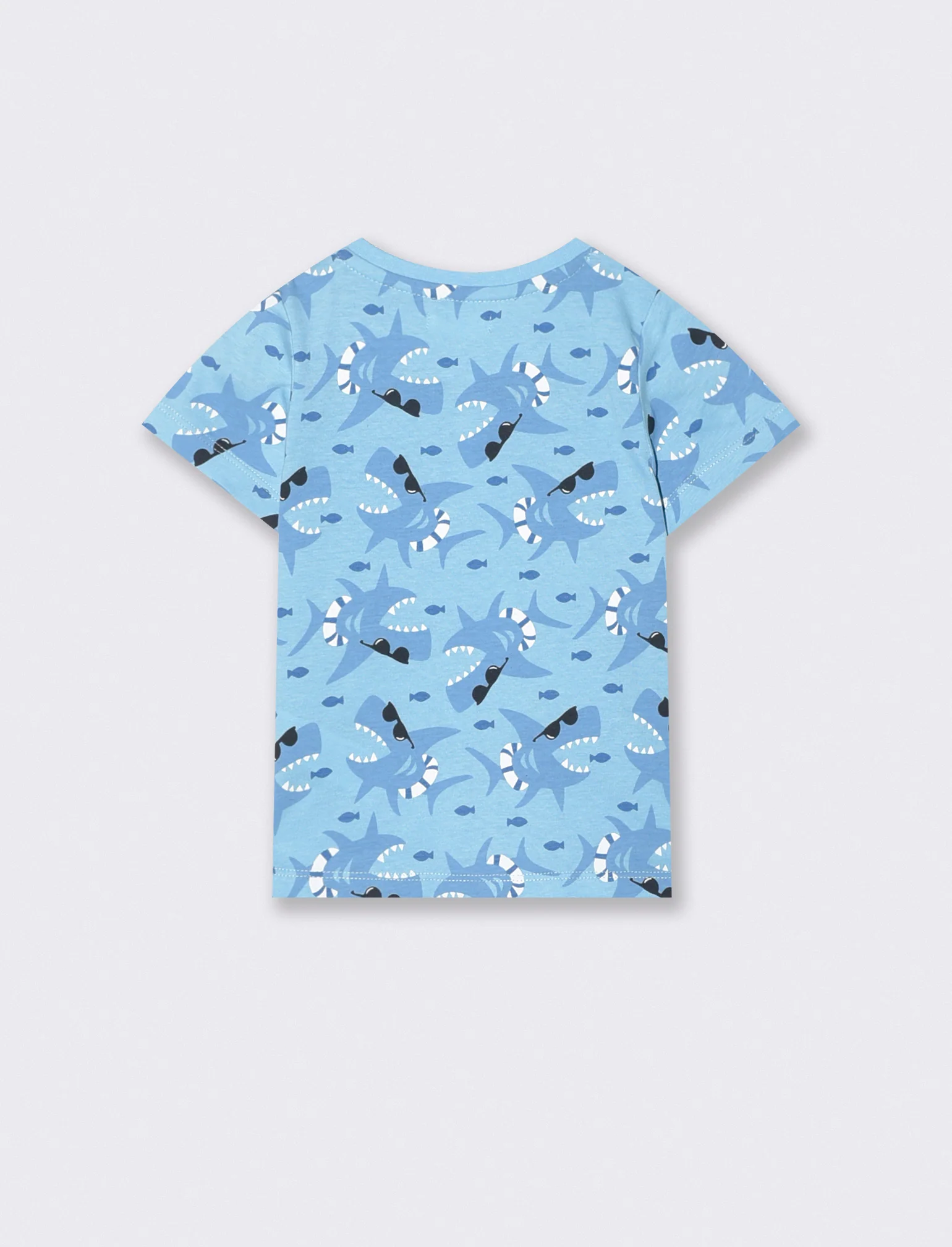 T shirt girocollo a fantasia casual - Azzurro - Image 2